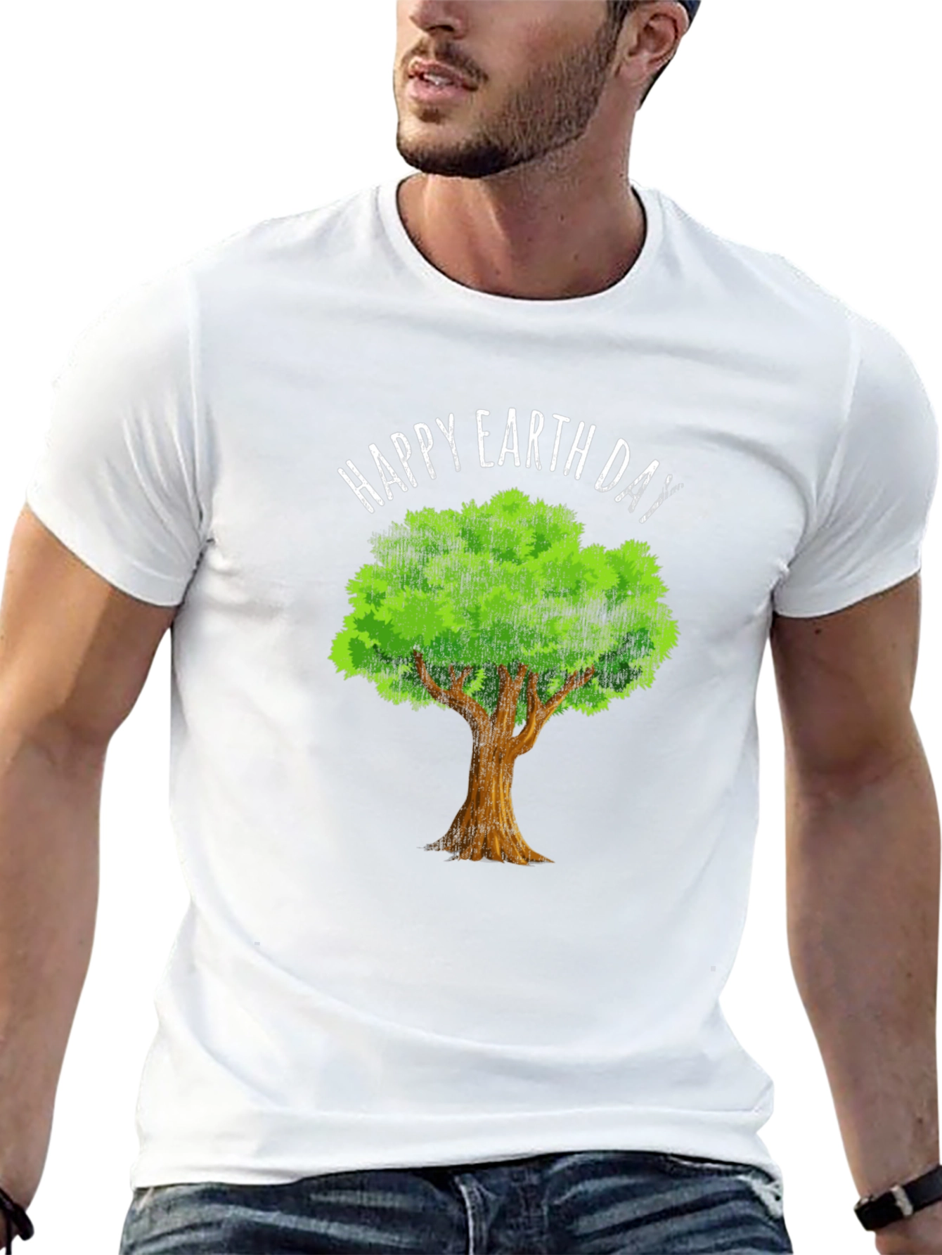 Happy Earth Day Tree Graphic Tee - Eco-Friendly Design