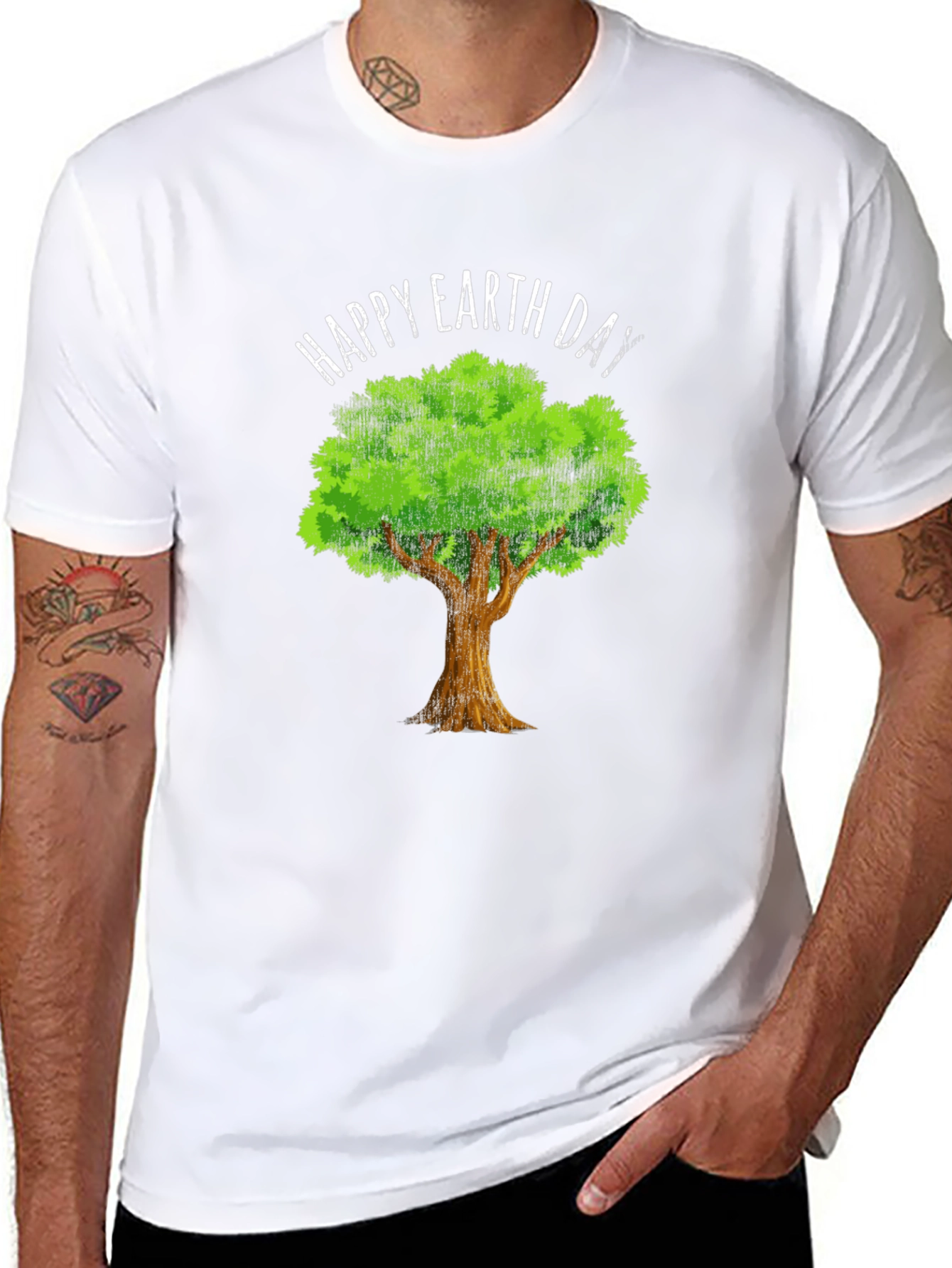 Happy Earth Day Tree Graphic Tee - Eco-Friendly Design