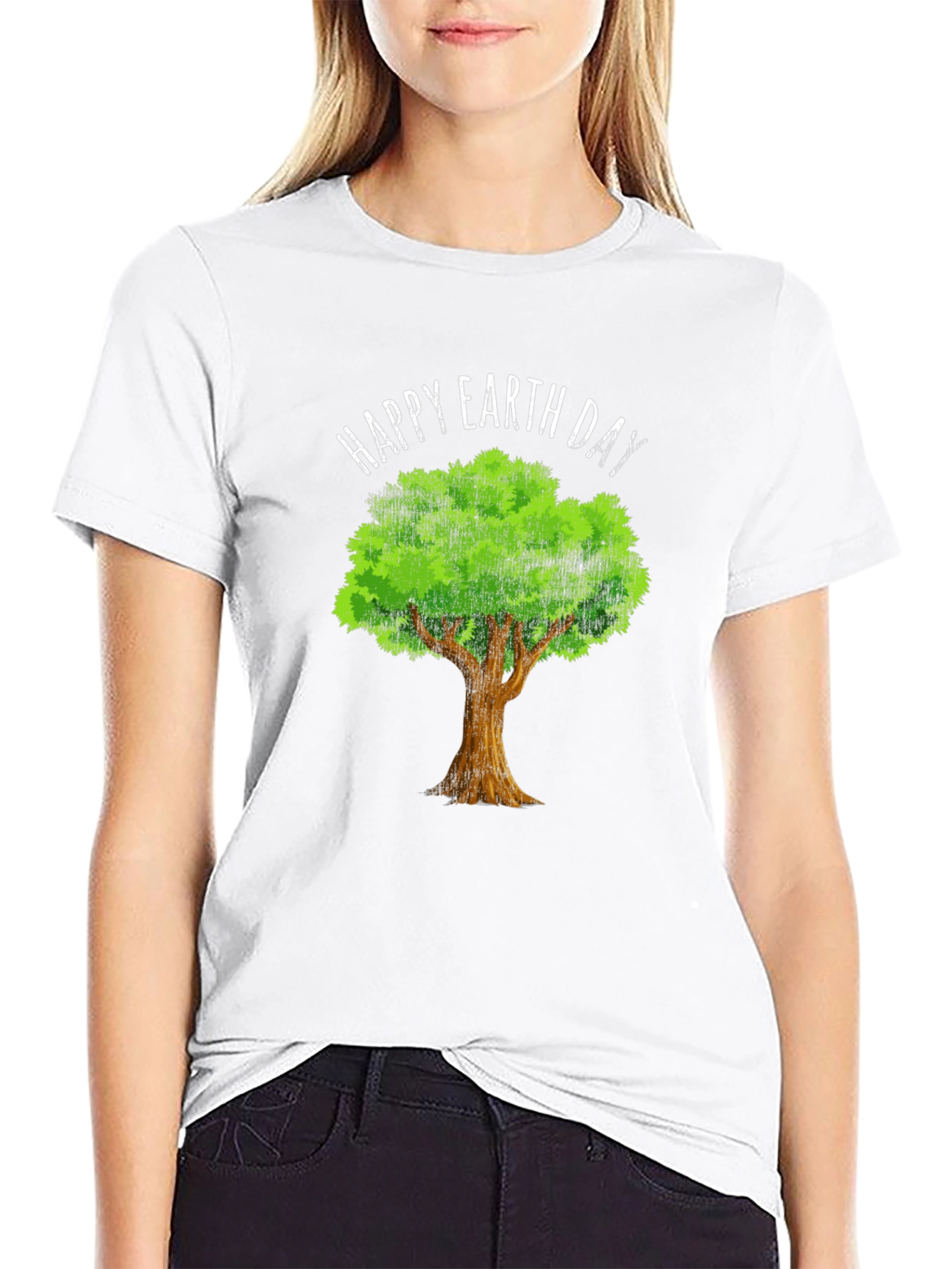 Happy Earth Day Tree Graphic Tee - Eco-Friendly Design