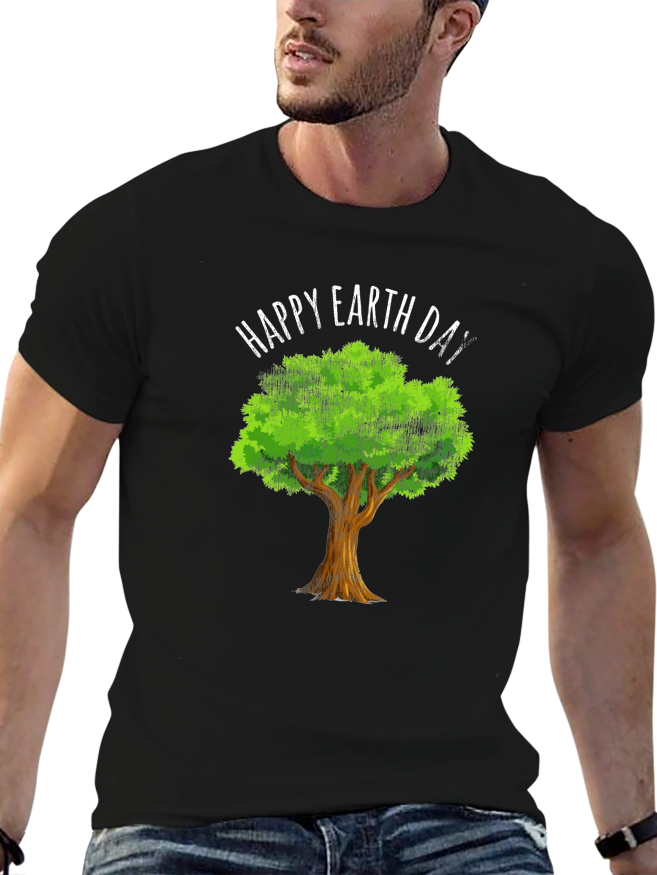 Happy Earth Day Tree Graphic Tee - Eco-Friendly Design