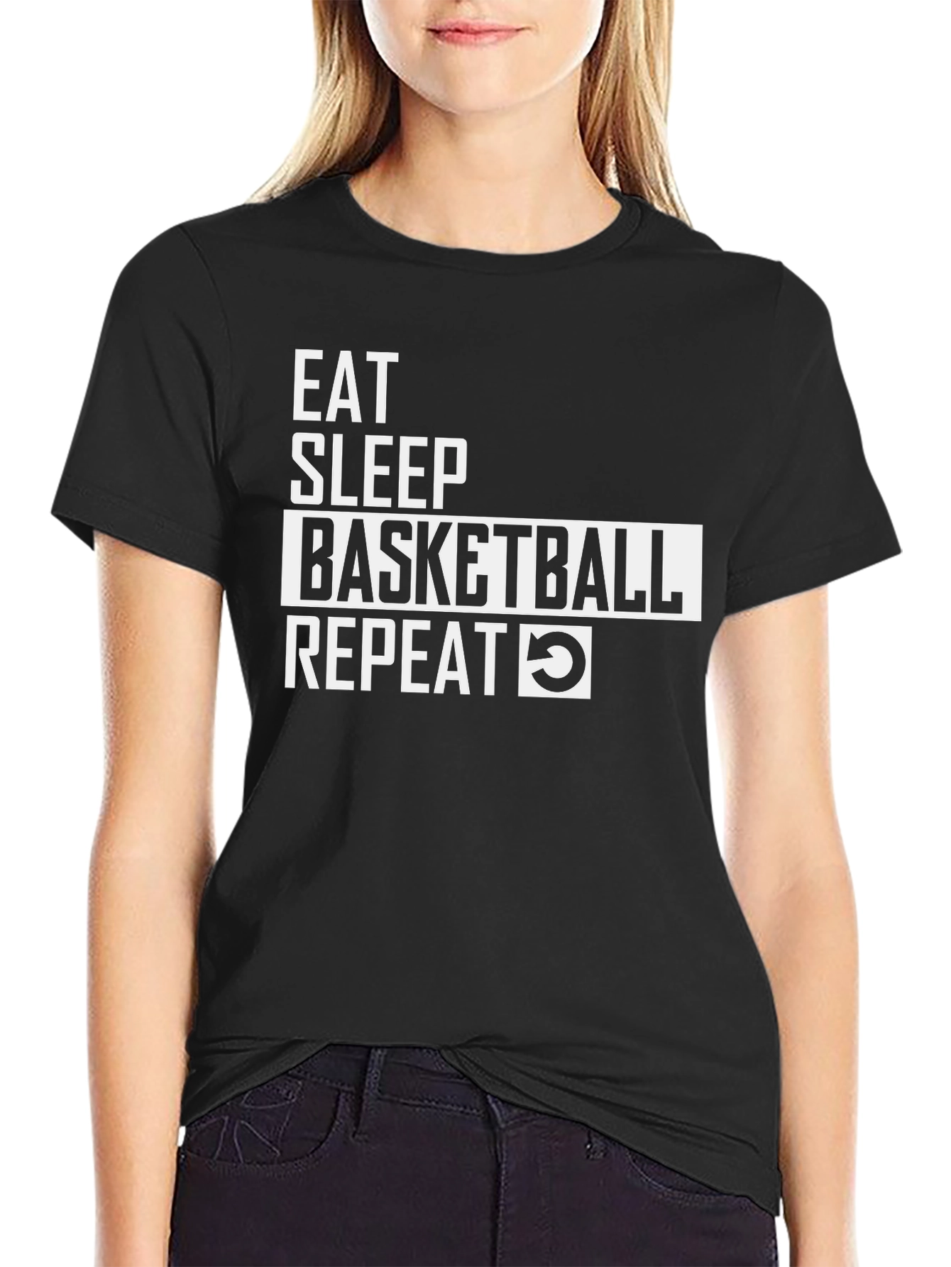 Eat Sleep Basketball Repeat Graphic Tee