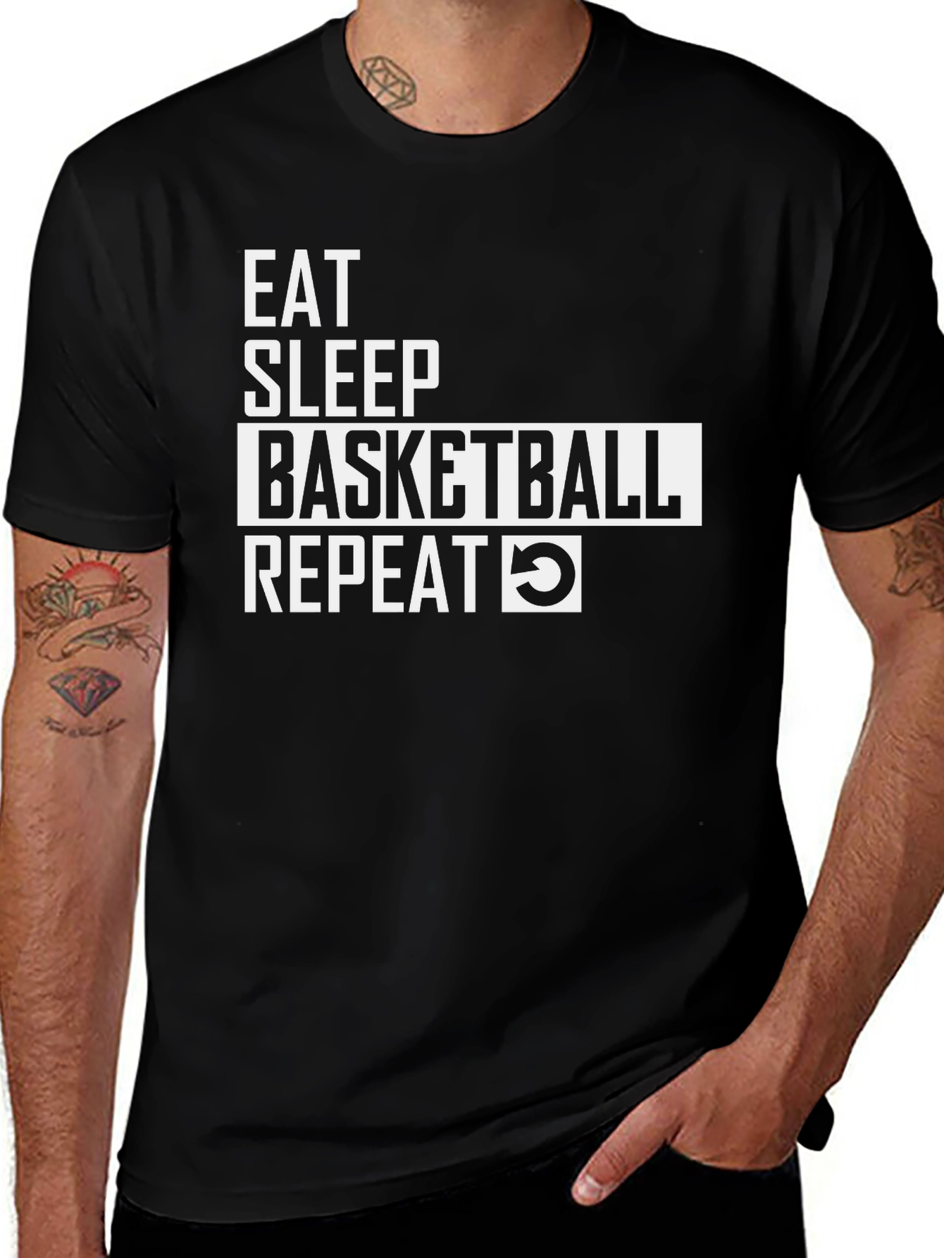 Eat Sleep Basketball Repeat Graphic Tee