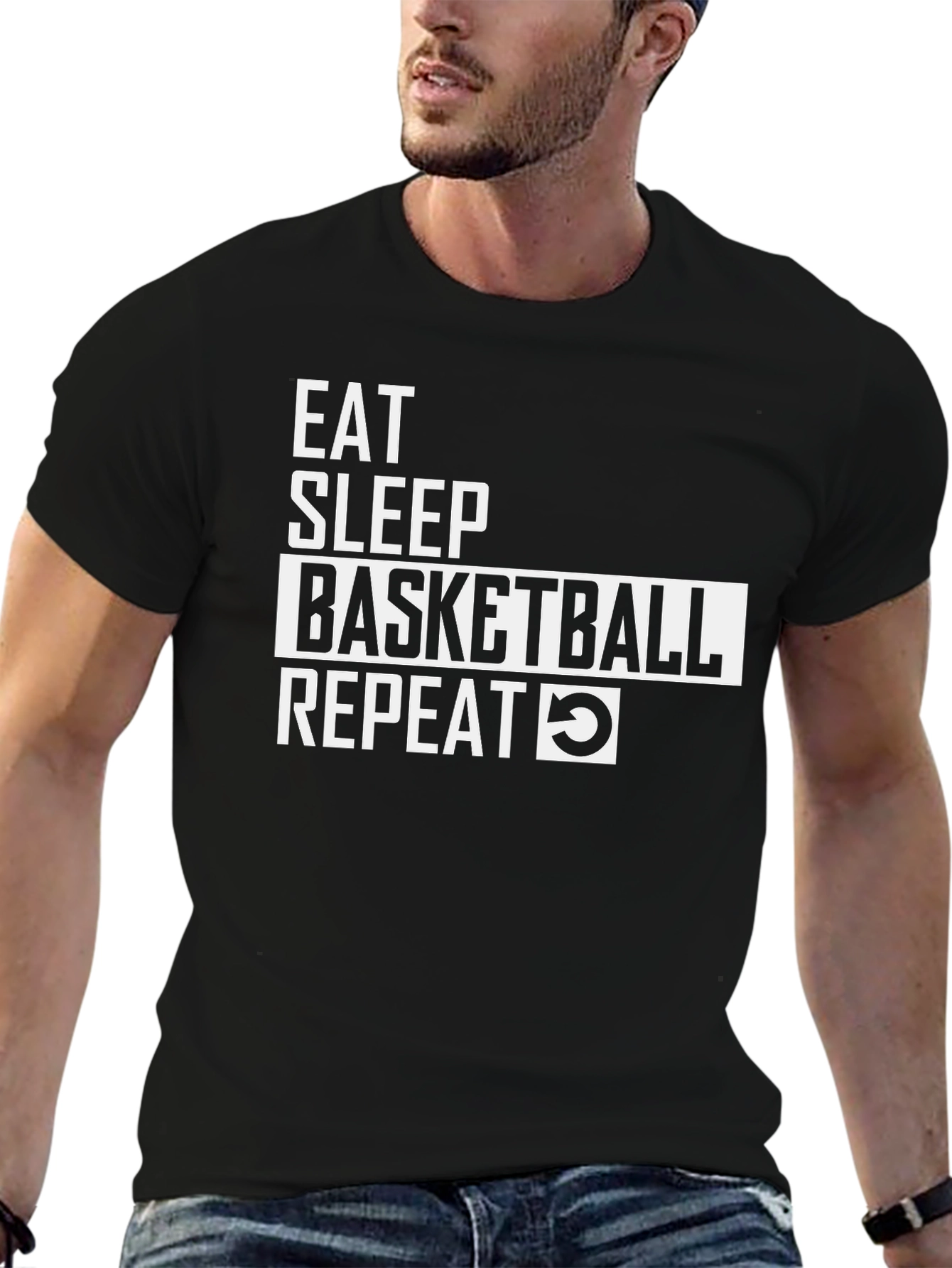 Eat Sleep Basketball Repeat Graphic Tee