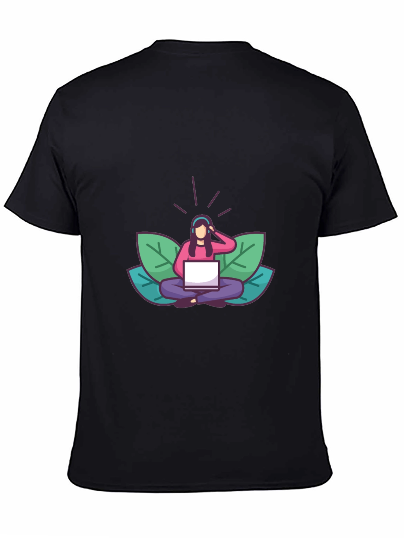 Black T-shirt with Meditating Woman Graphic