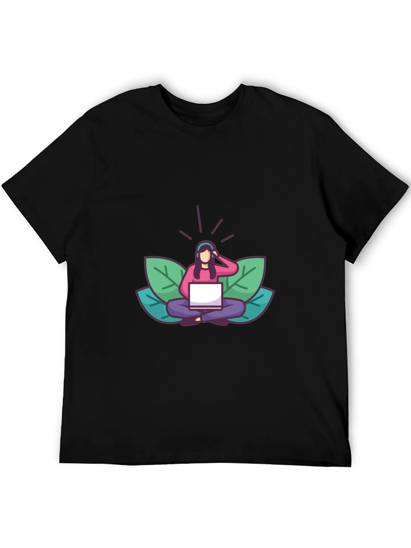 Black T-shirt with Meditating Woman Graphic