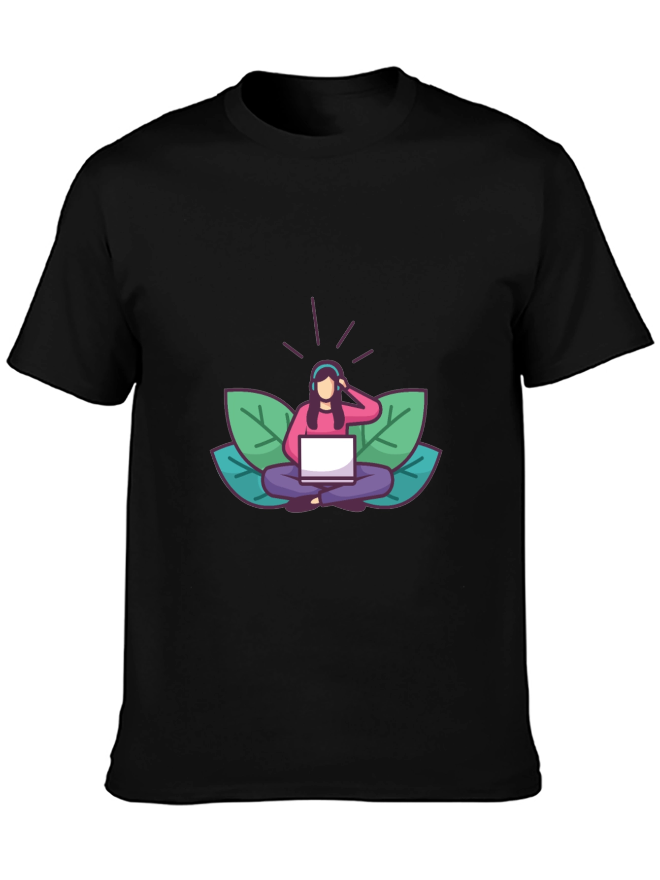 Black T-shirt with Meditating Woman Graphic