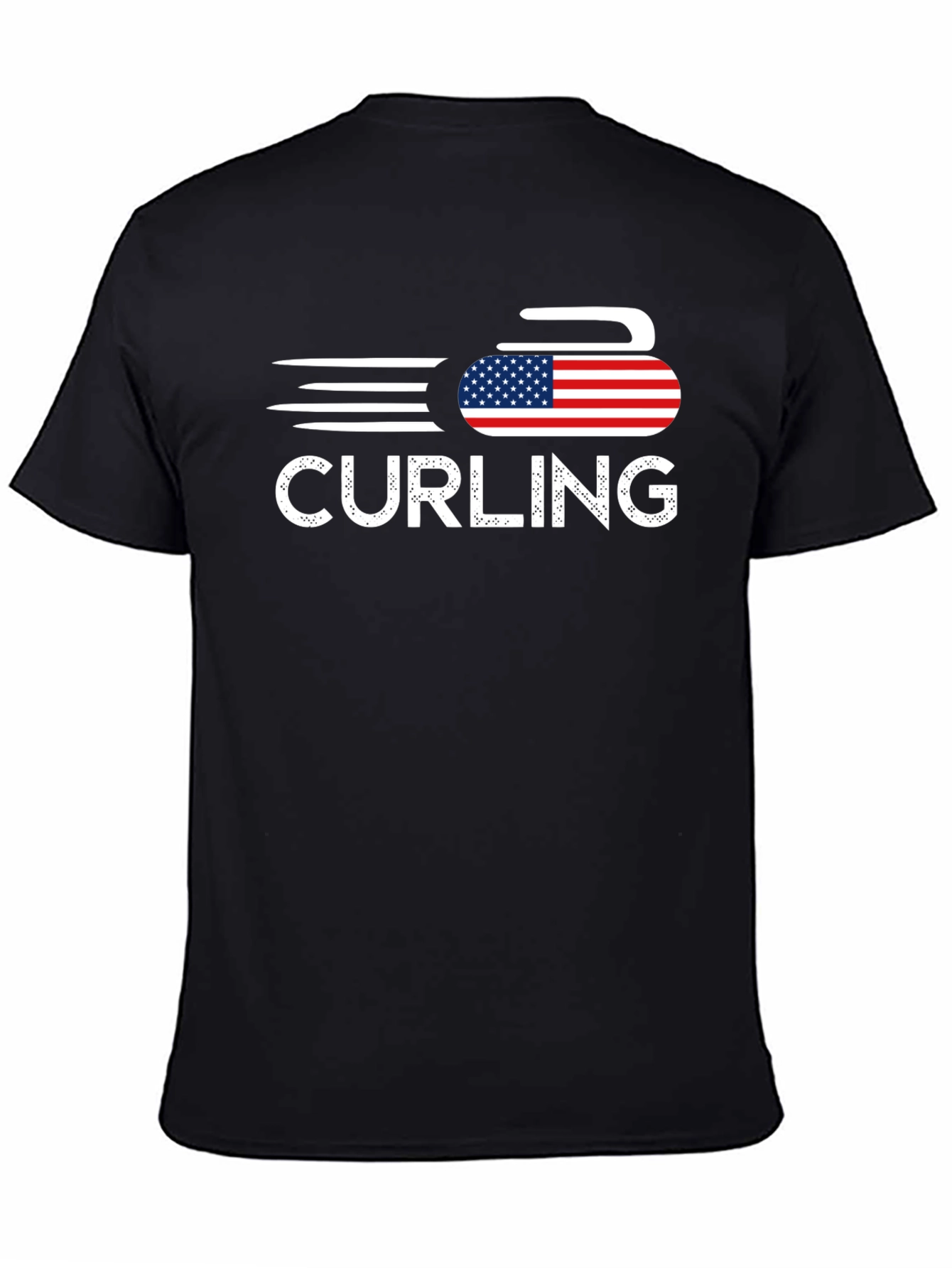 Curling USA Flag T-Shirt Patriotic Sport Tee