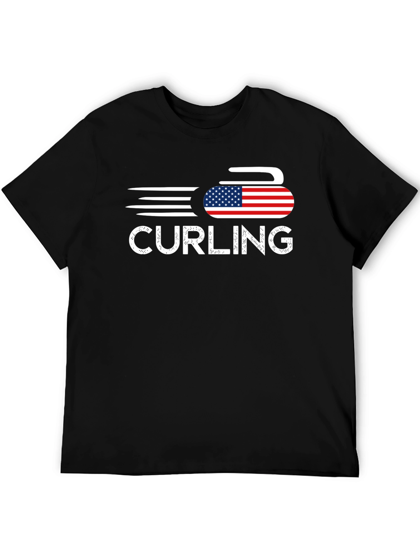 Curling USA Flag T-Shirt Patriotic Sport Tee