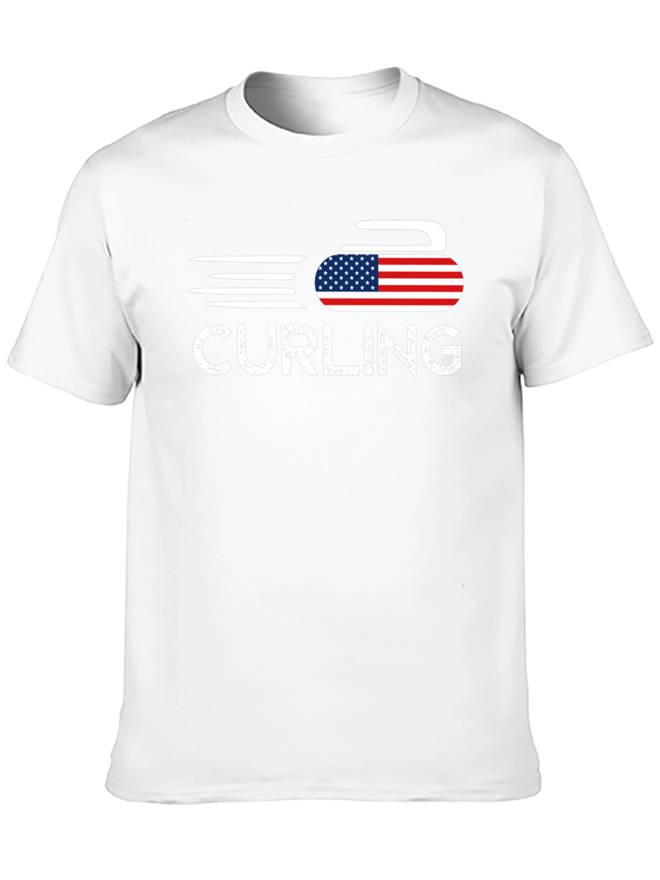 Curling USA Flag T-Shirt Patriotic Sport Tee