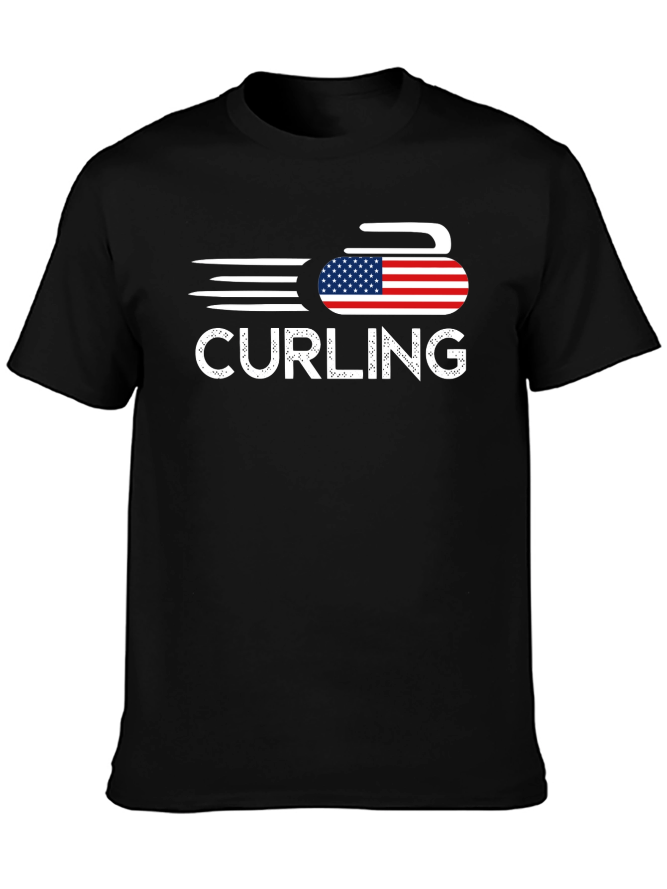 Curling USA Flag T-Shirt Patriotic Sport Tee