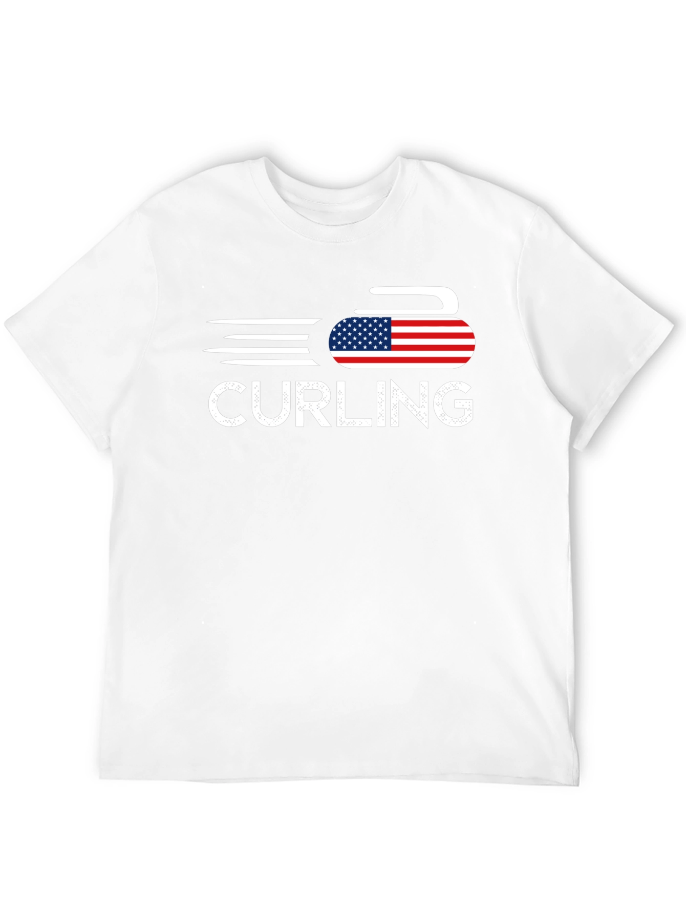 Curling USA Flag T-Shirt Patriotic Sport Tee