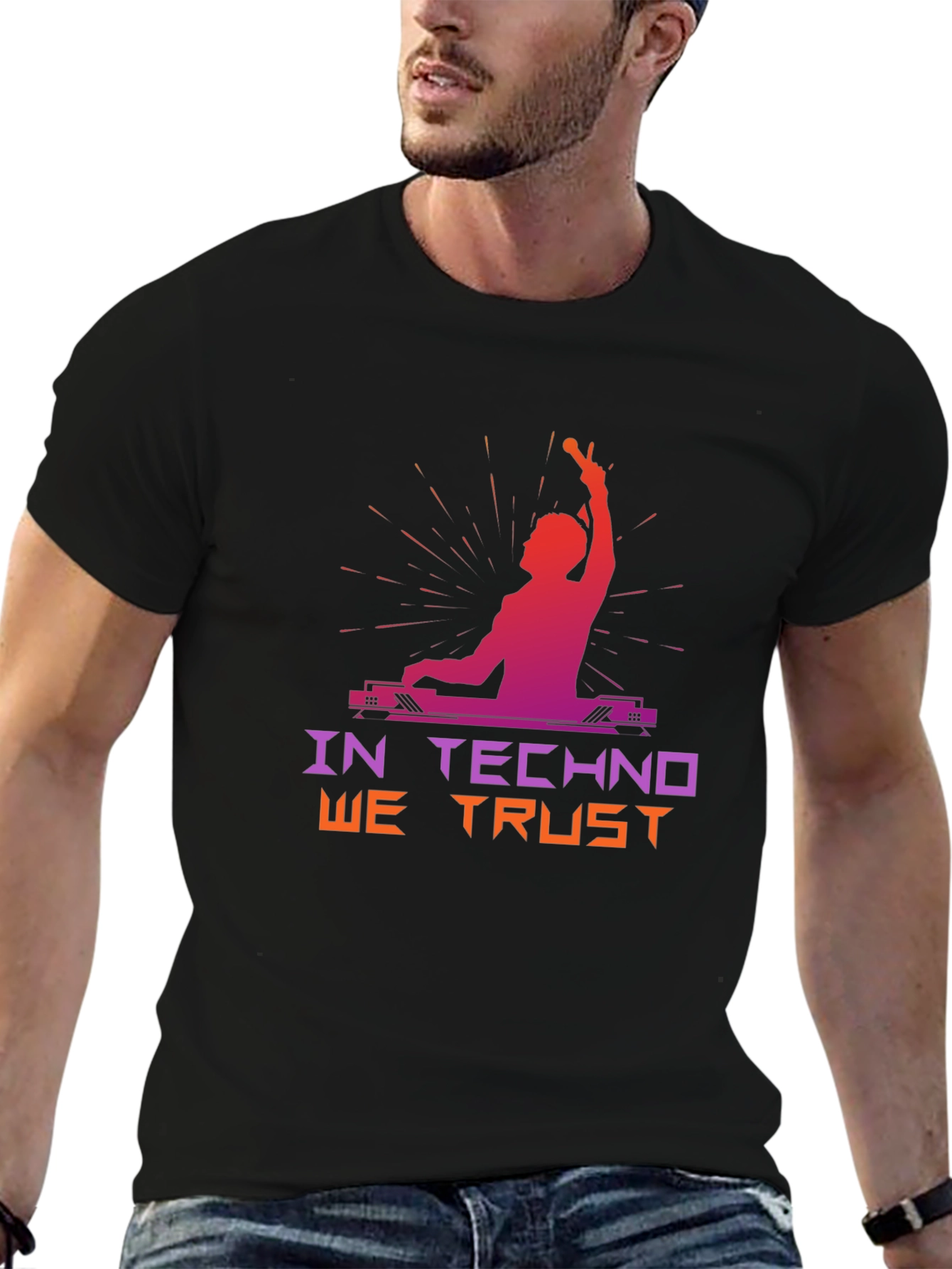 In Techno We Trust Black T-Shirt