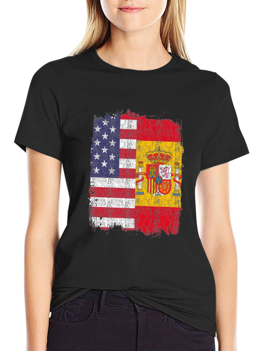 USA & Spain Flag T-Shirt - Dual Heritage Tee
