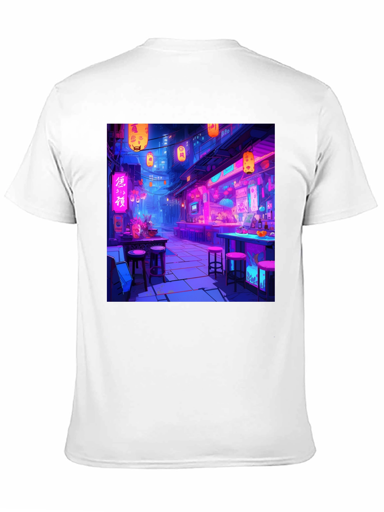 Neon Cityscape Graphic Tee - Black
