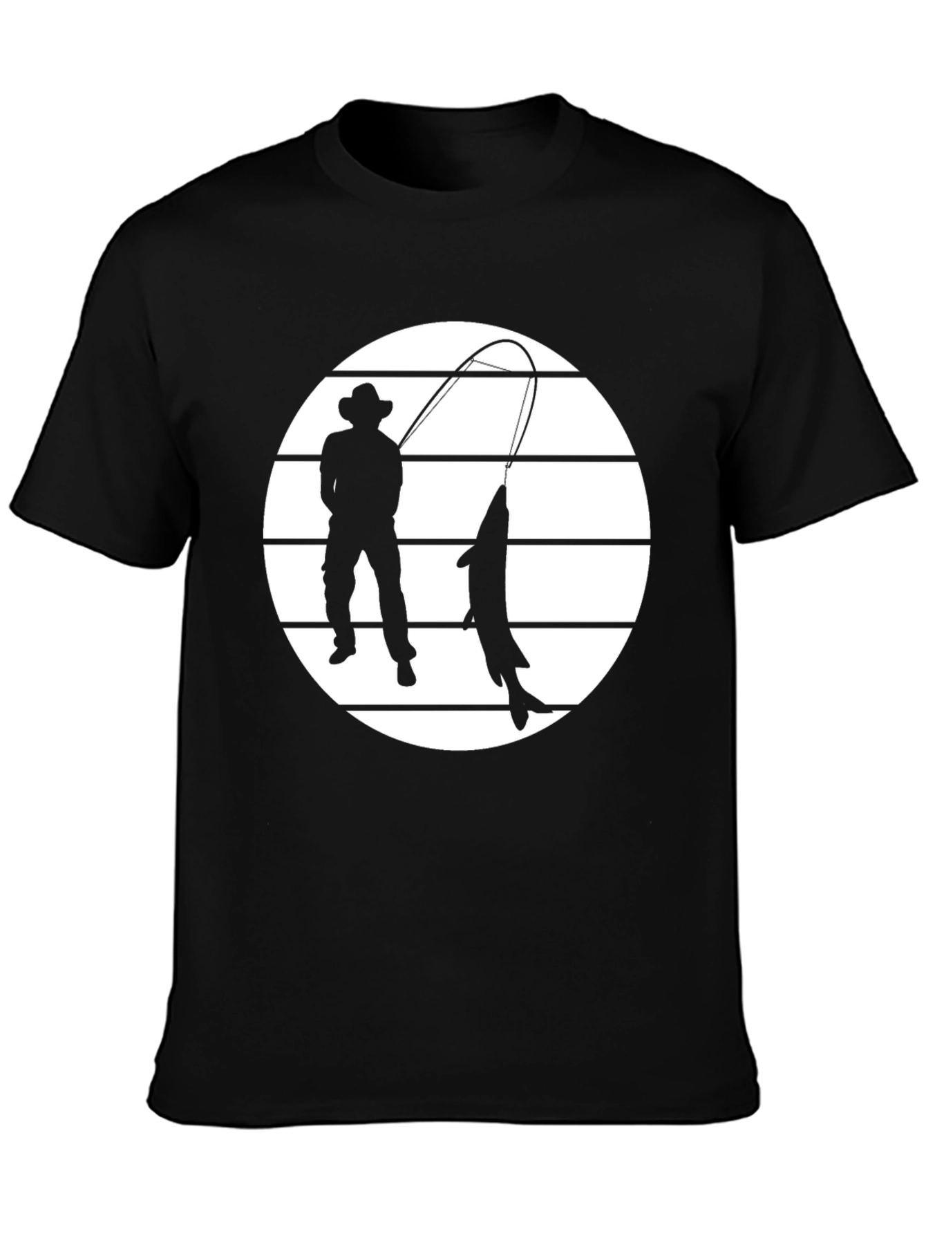 Fisherman Graphic Tee - Black Cotton Shirt