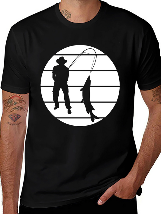 Fisherman Graphic Tee - Black Cotton Shirt