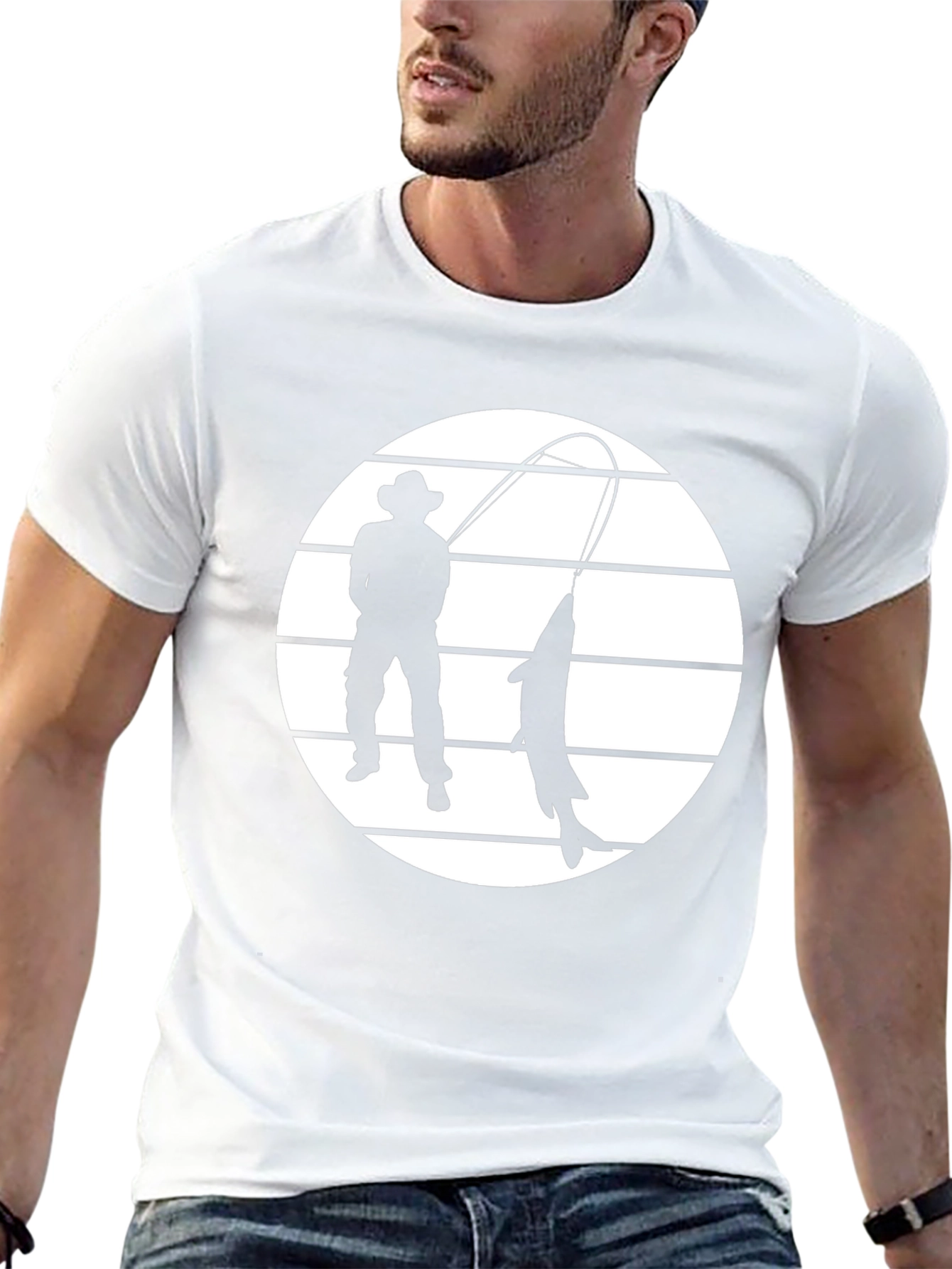 Fisherman Graphic Tee - Black Cotton Shirt