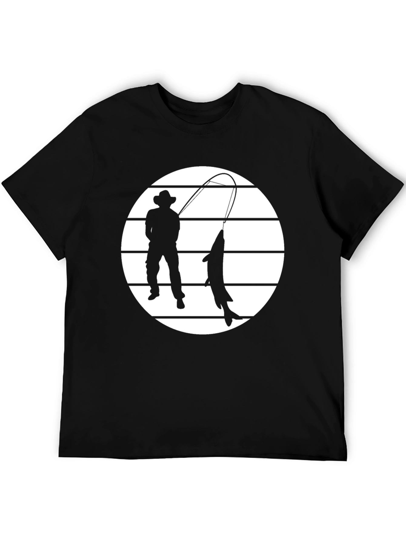 Fisherman Graphic Tee - Black Cotton Shirt