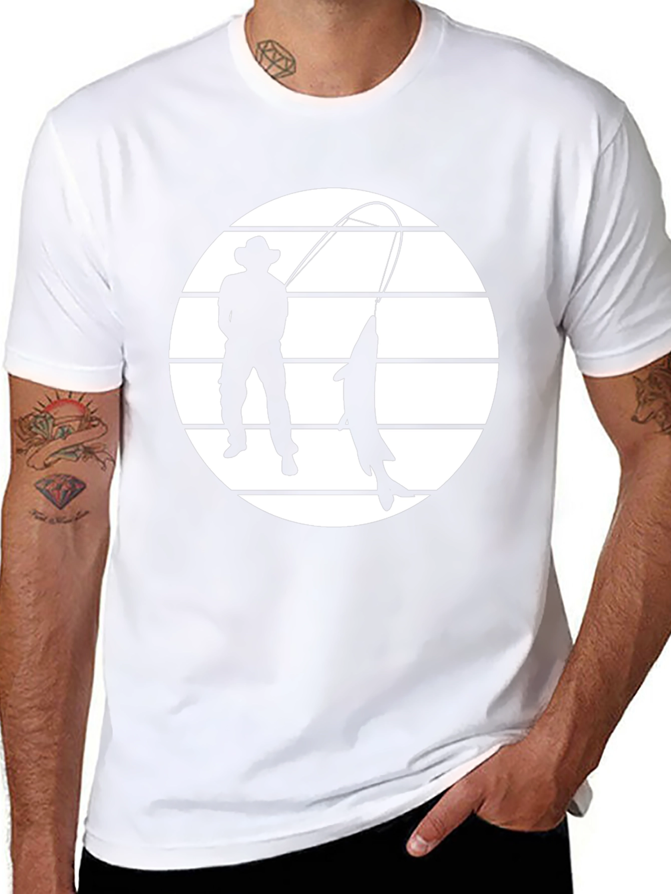Fisherman Graphic Tee - Black Cotton Shirt