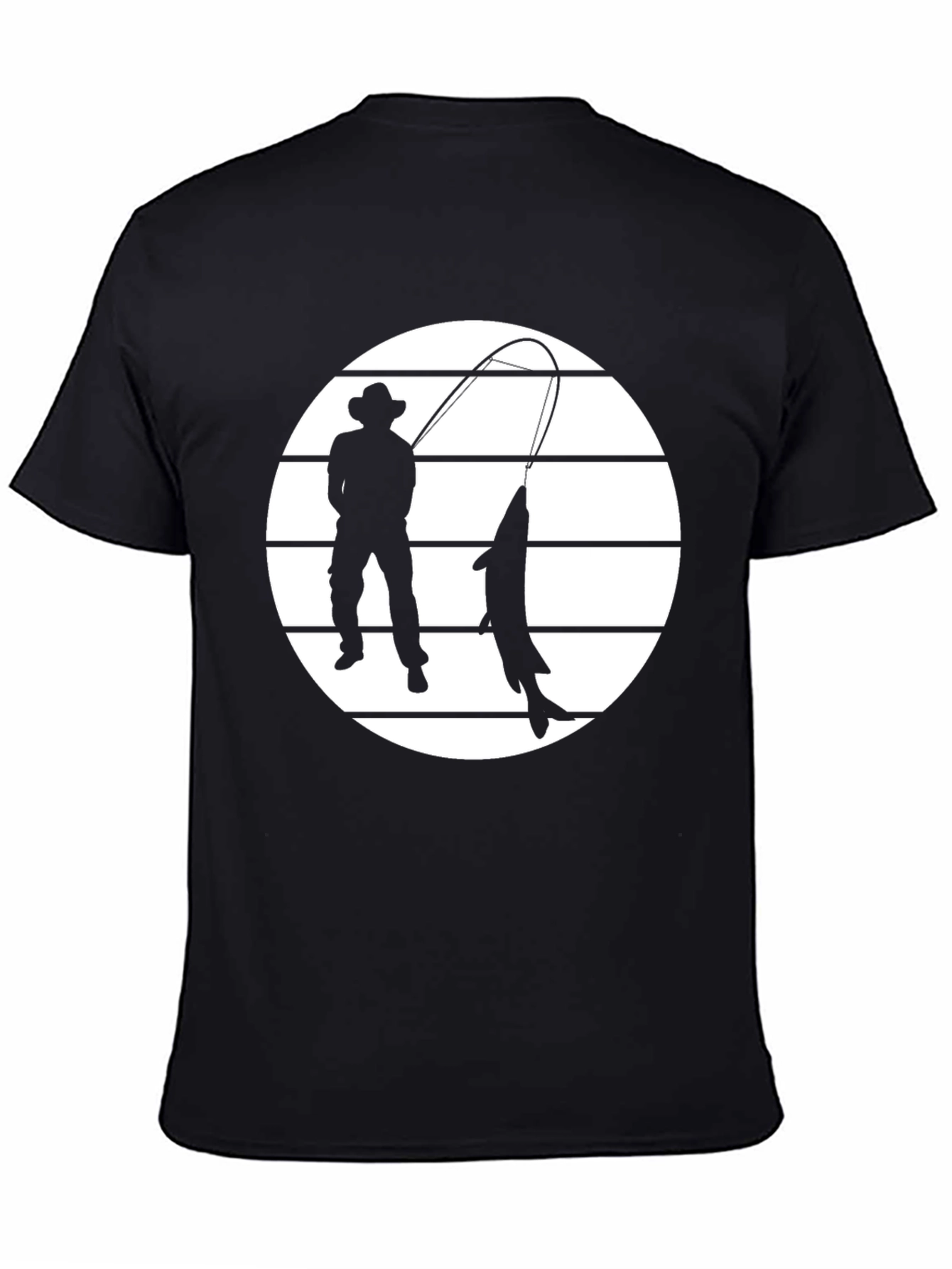 Fisherman Graphic Tee - Black Cotton Shirt