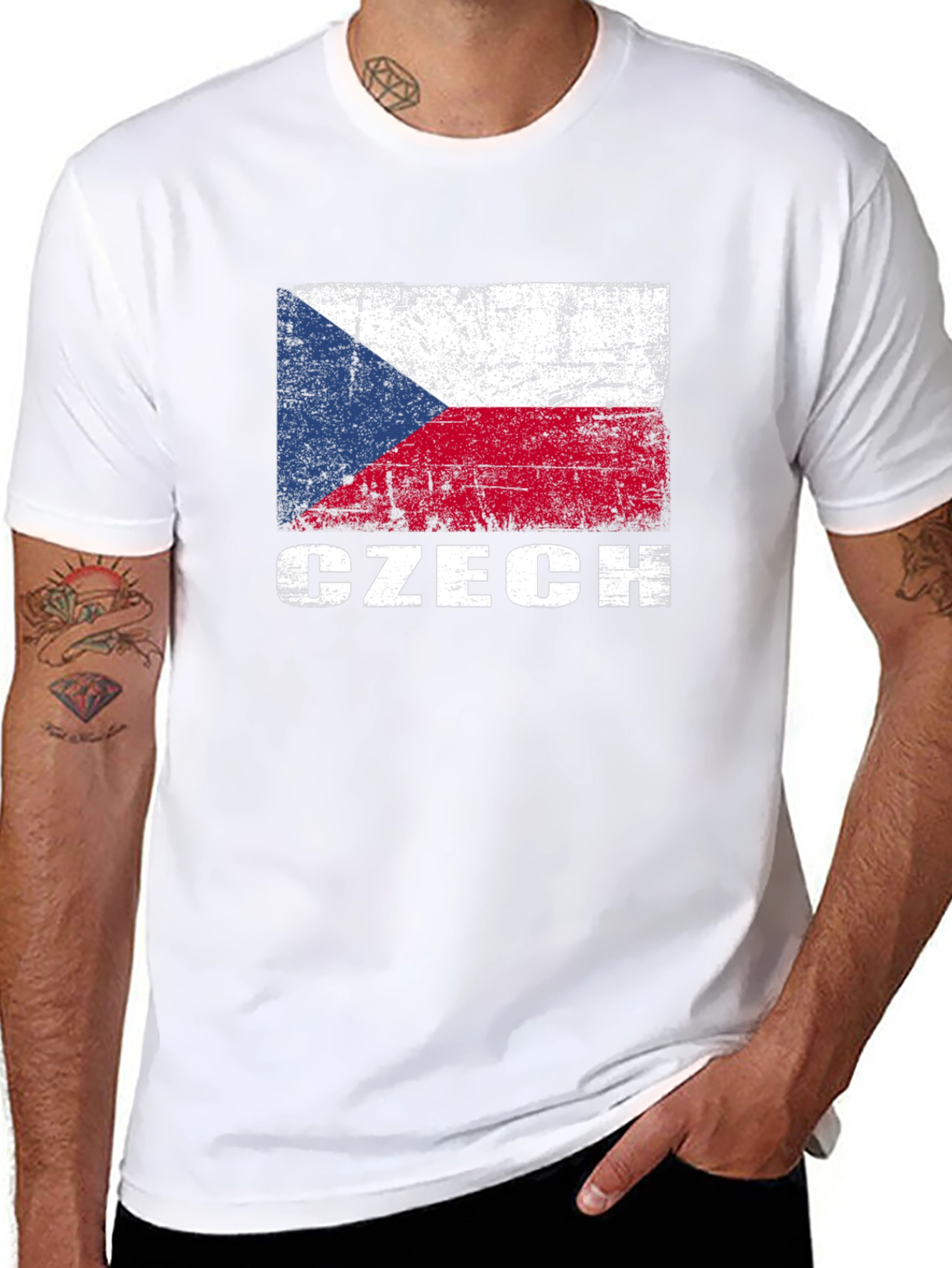 Czech Flag T-Shirt - Distressed Style