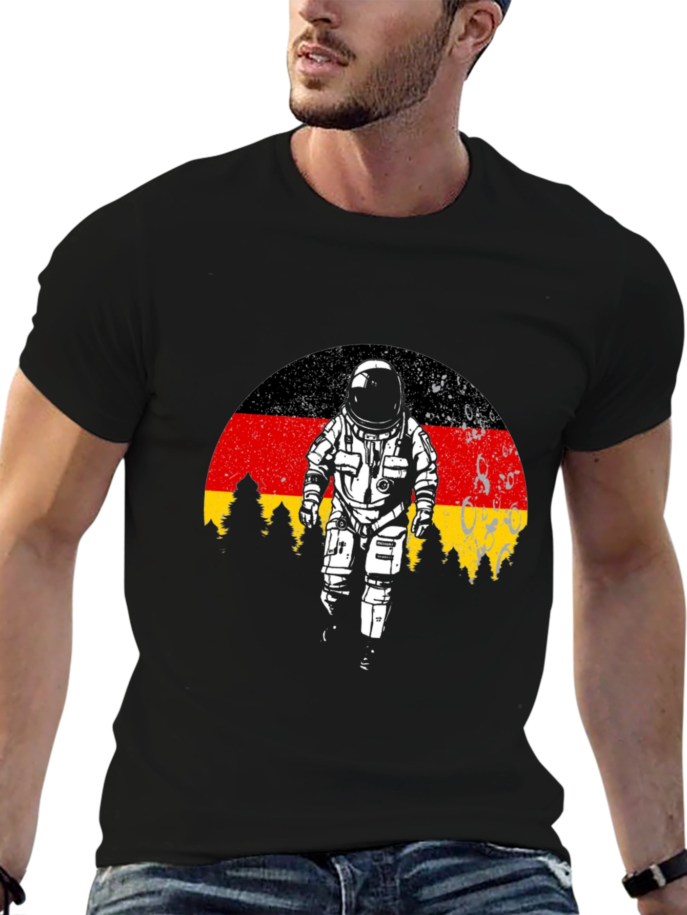 Germany Flag Astronaut Black T-Shirt