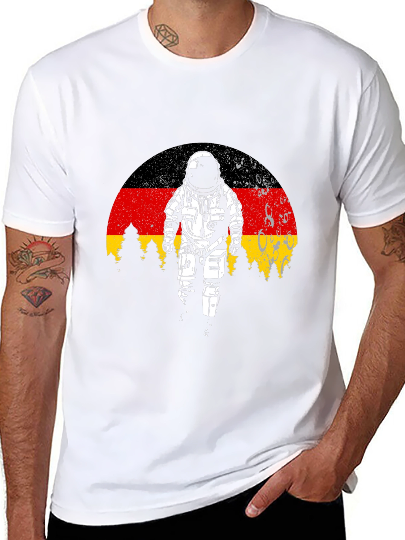 Germany Flag Astronaut Black T-Shirt