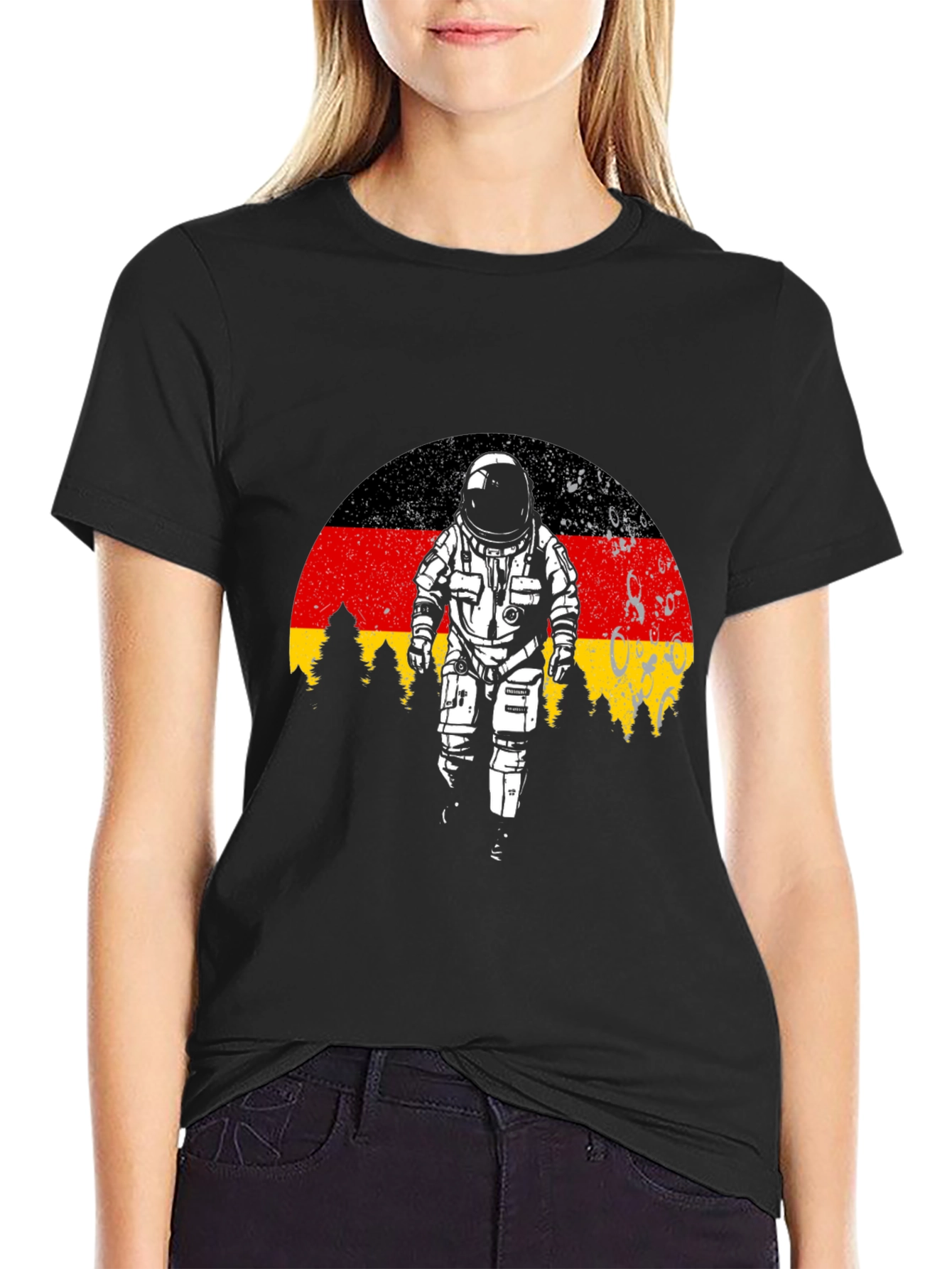 Germany Flag Astronaut Black T-Shirt
