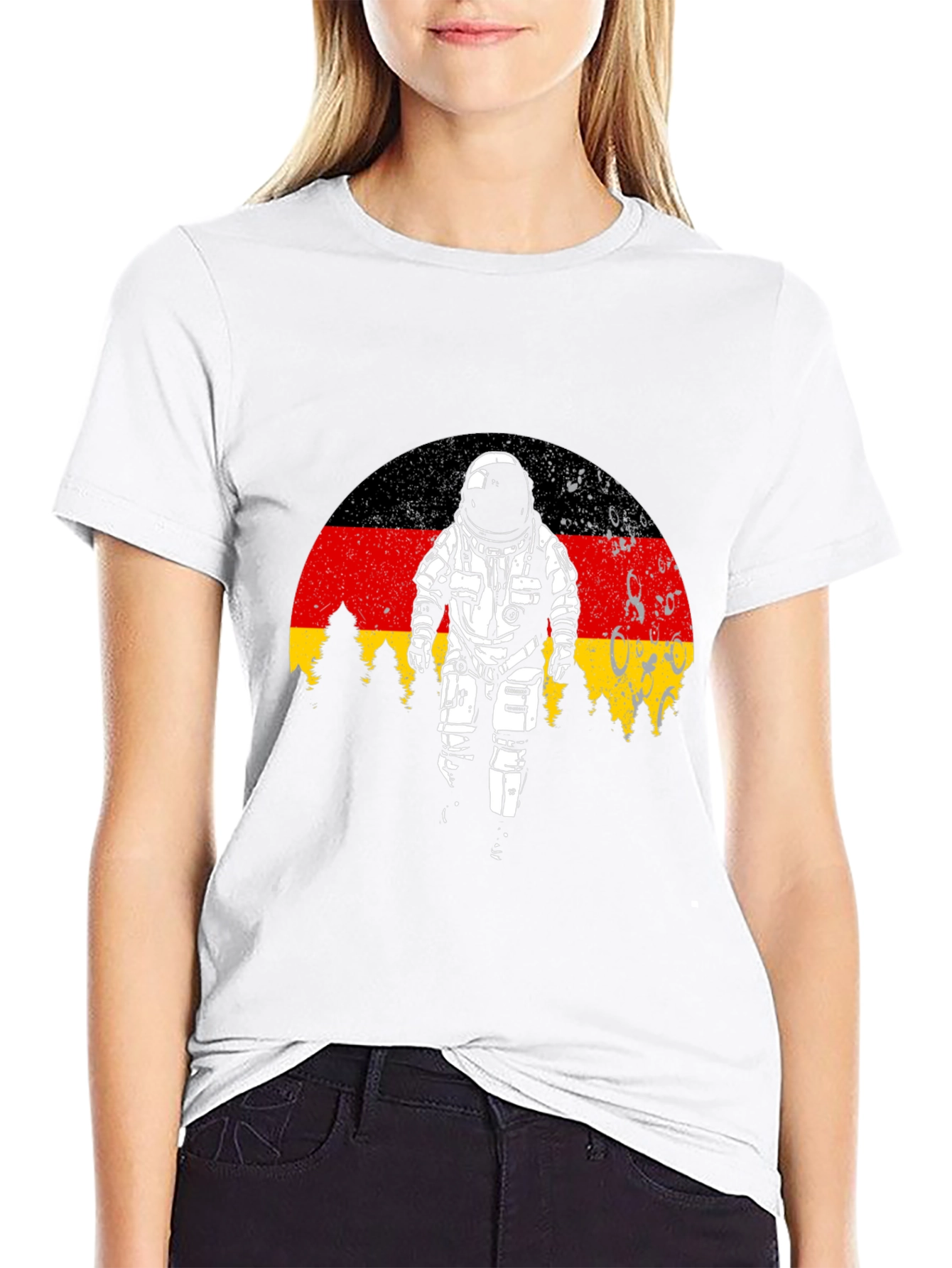 Germany Flag Astronaut Black T-Shirt