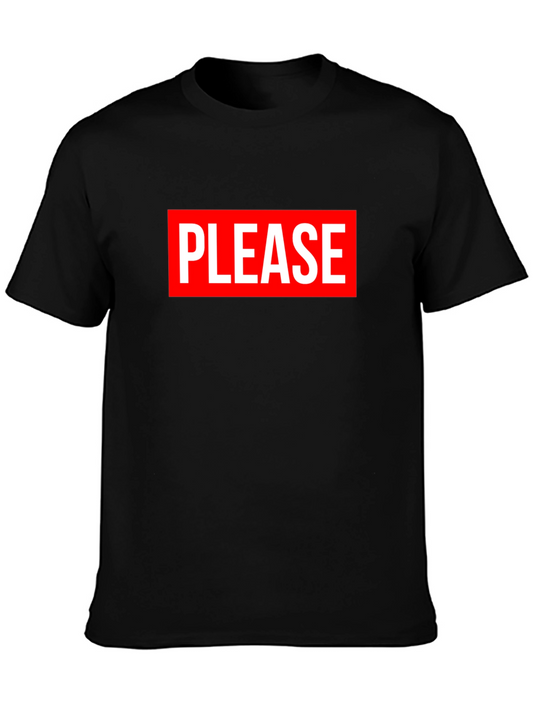 PLEASE Graphic Tee - Mens Black Short Sleeve T-Shirt