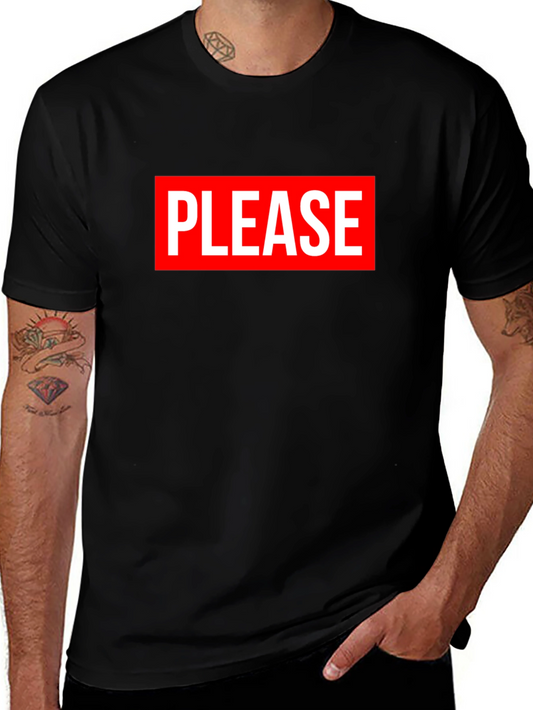 PLEASE Graphic Tee - Mens Black Short Sleeve T-Shirt