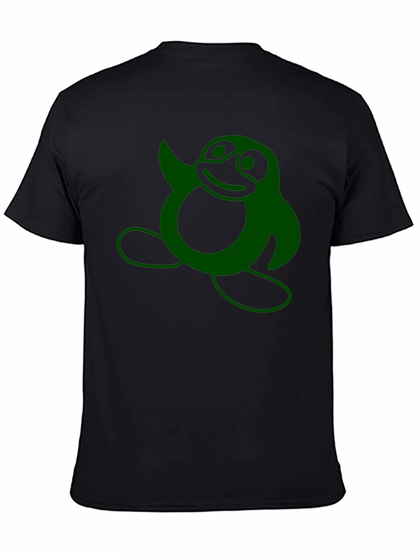 Funny Green Penguin Graphic T-Shirt - Casual Black Tee