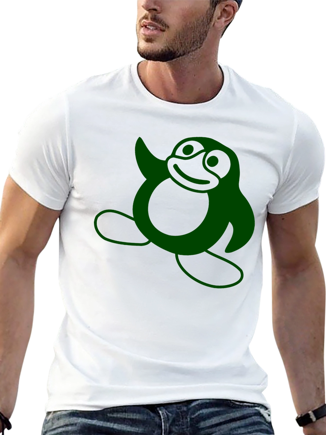 Funny Green Penguin Graphic T-Shirt - Casual Black Tee