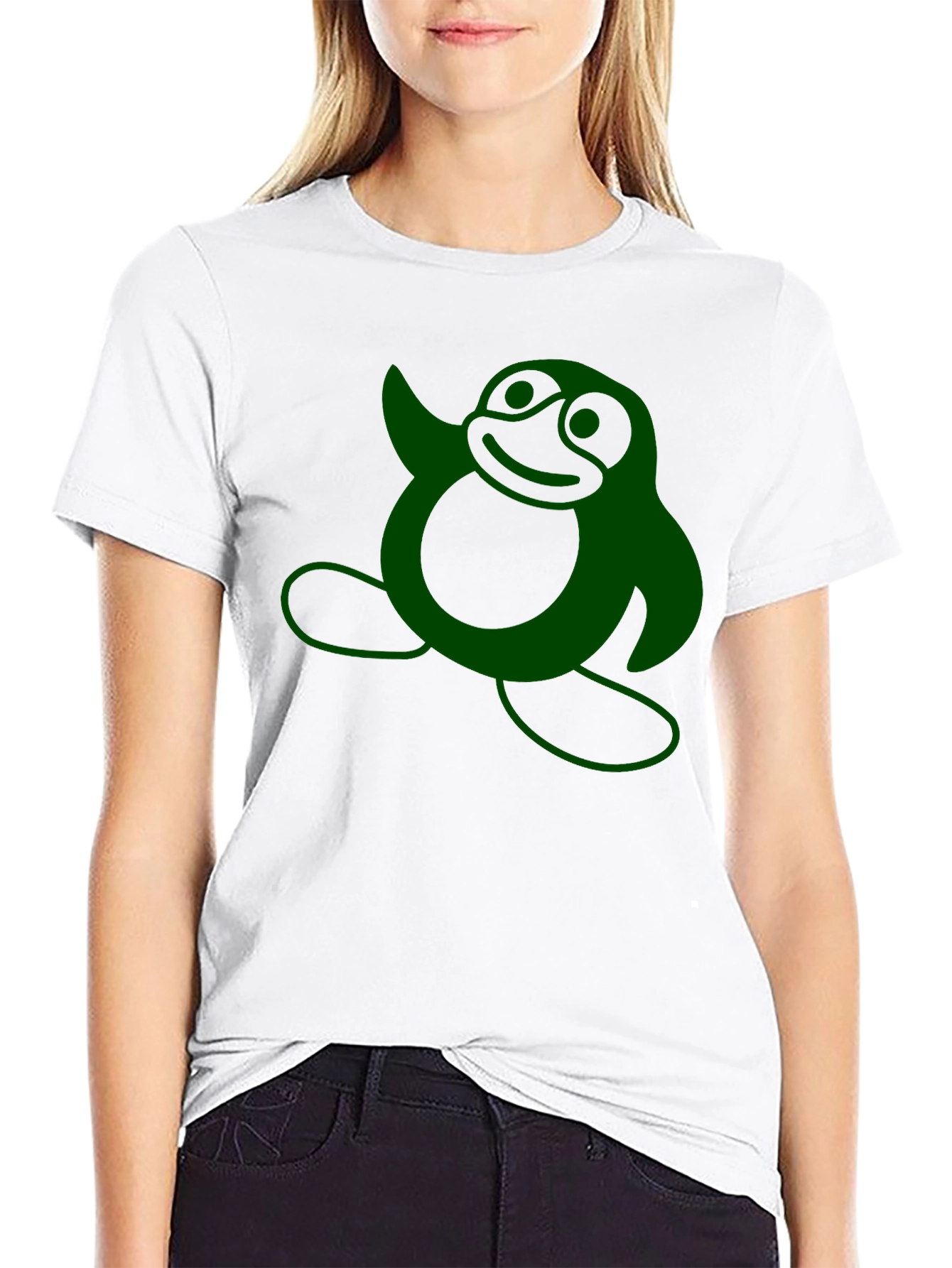 Funny Green Penguin Graphic T-Shirt - Casual Black Tee