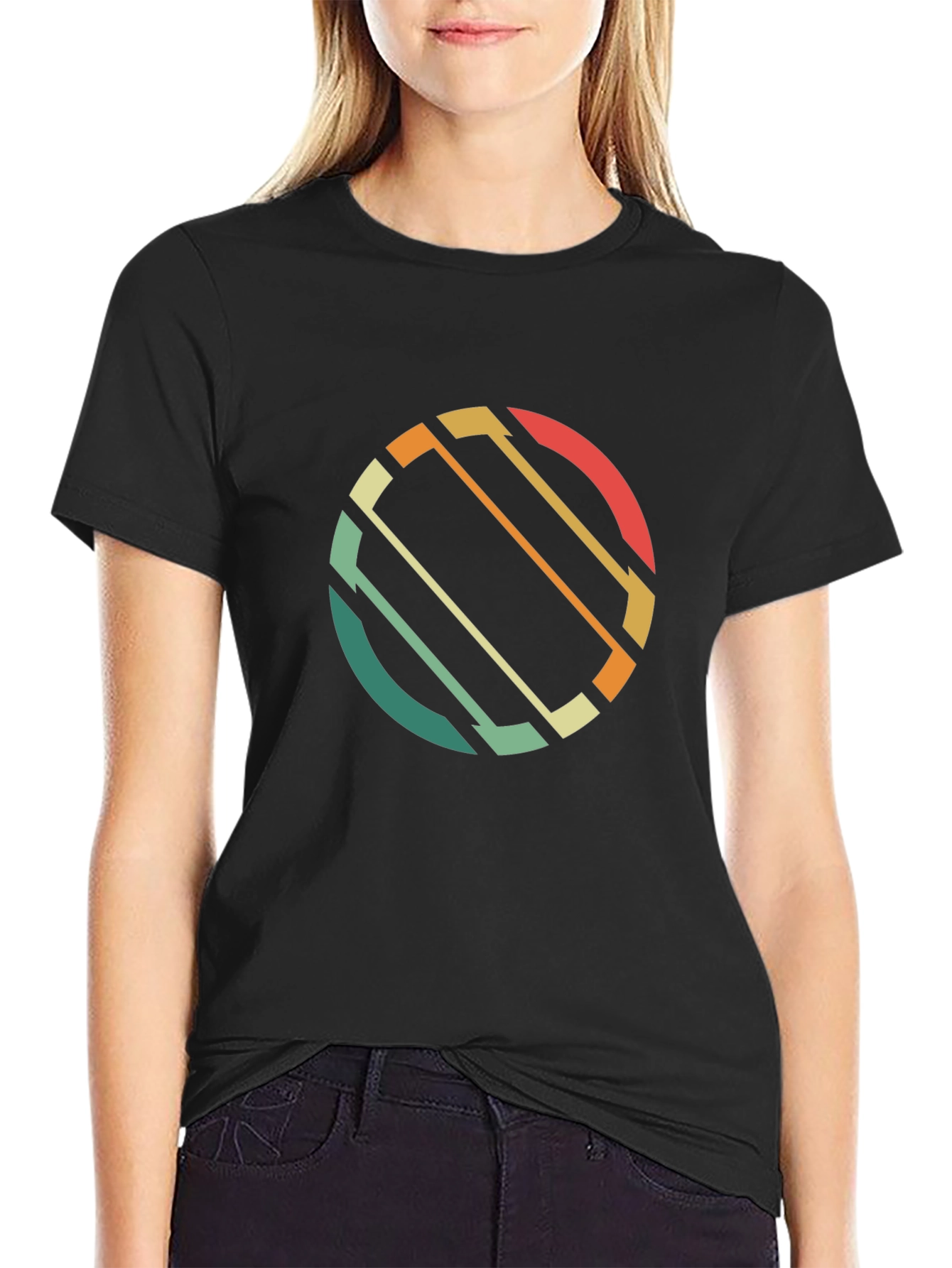 Retro Circle Graphic T-Shirt - Black