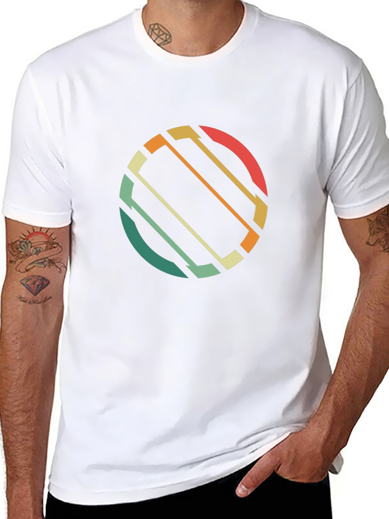Retro Circle Graphic T-Shirt - Black
