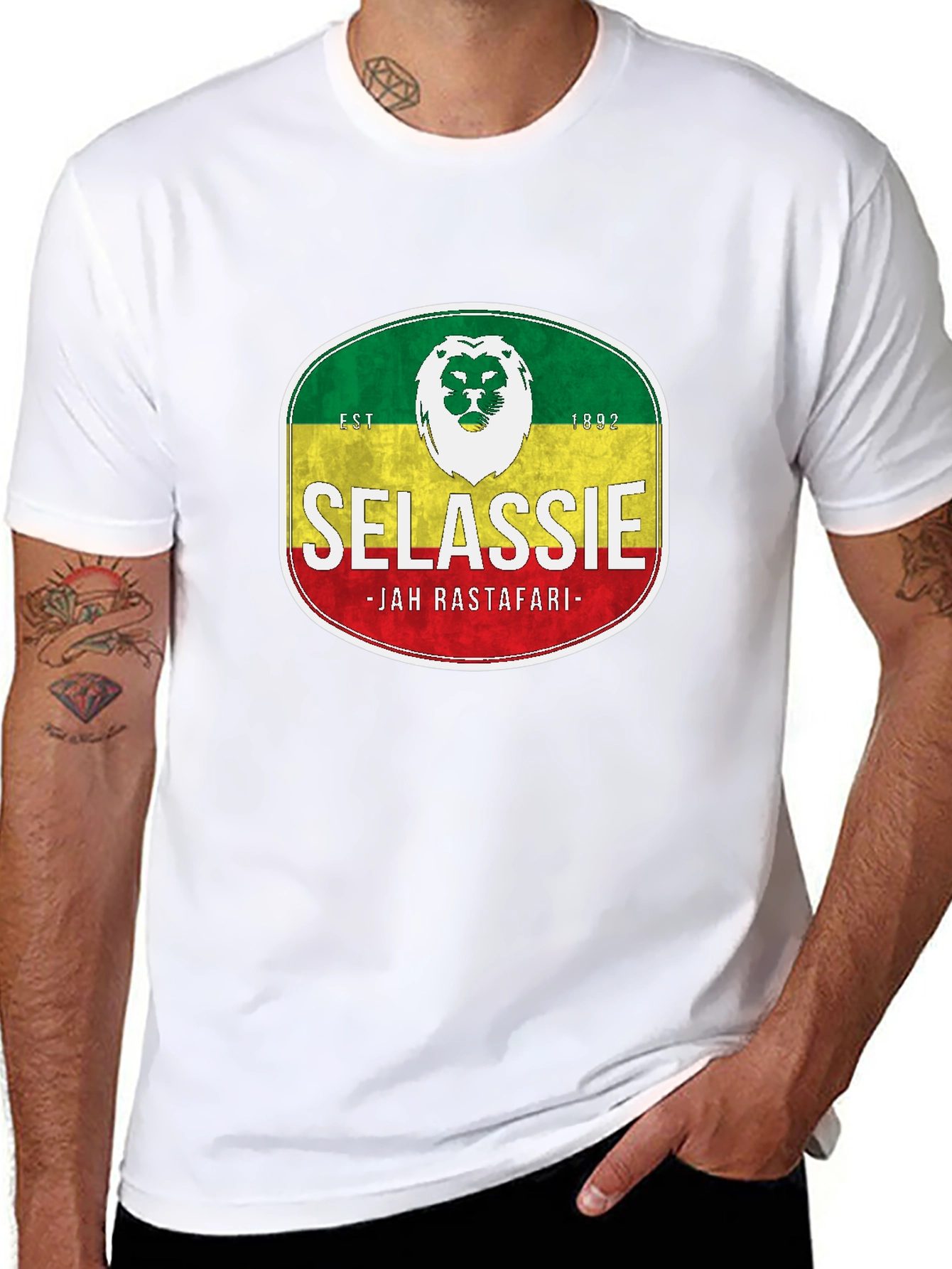 Selassie Jah Rastafari T-Shirt - Rasta Reggae Style