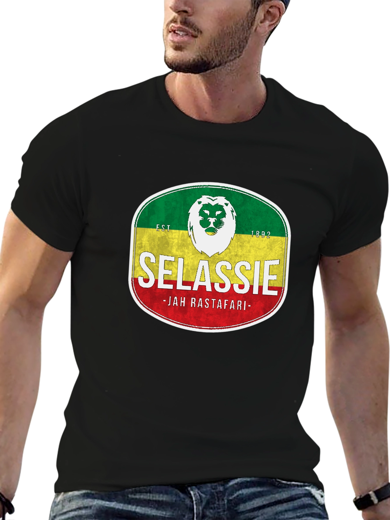 Selassie Jah Rastafari T-Shirt - Rasta Reggae Style