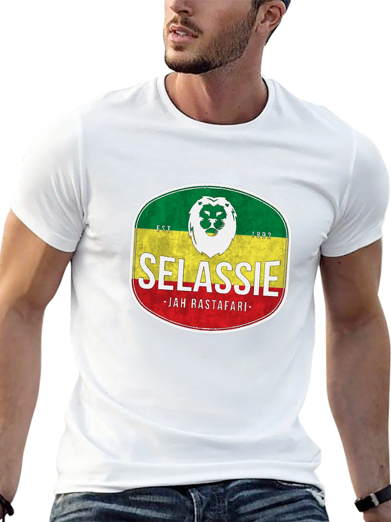 Selassie Jah Rastafari T-Shirt - Rasta Reggae Style