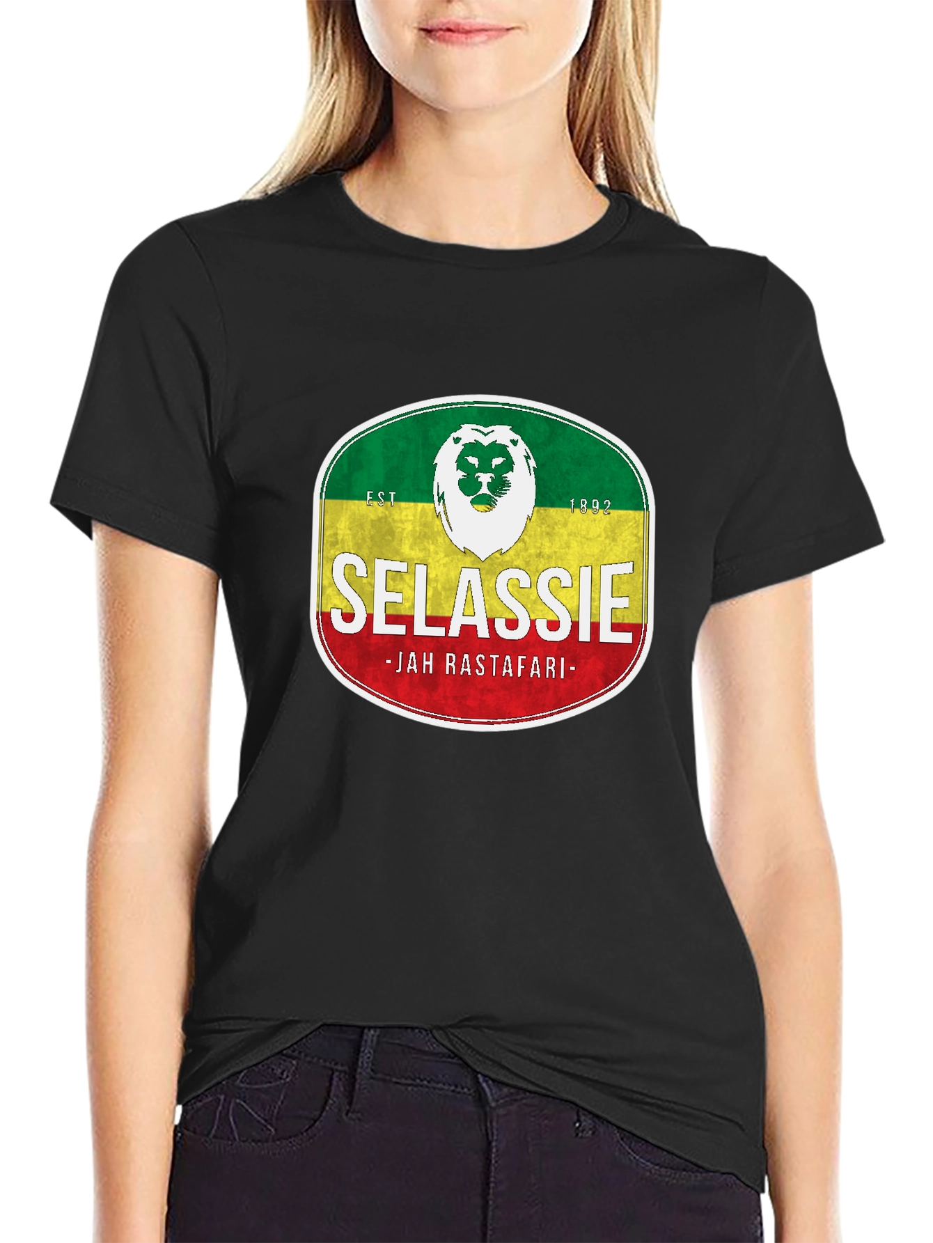 Selassie Jah Rastafari T-Shirt - Rasta Reggae Style