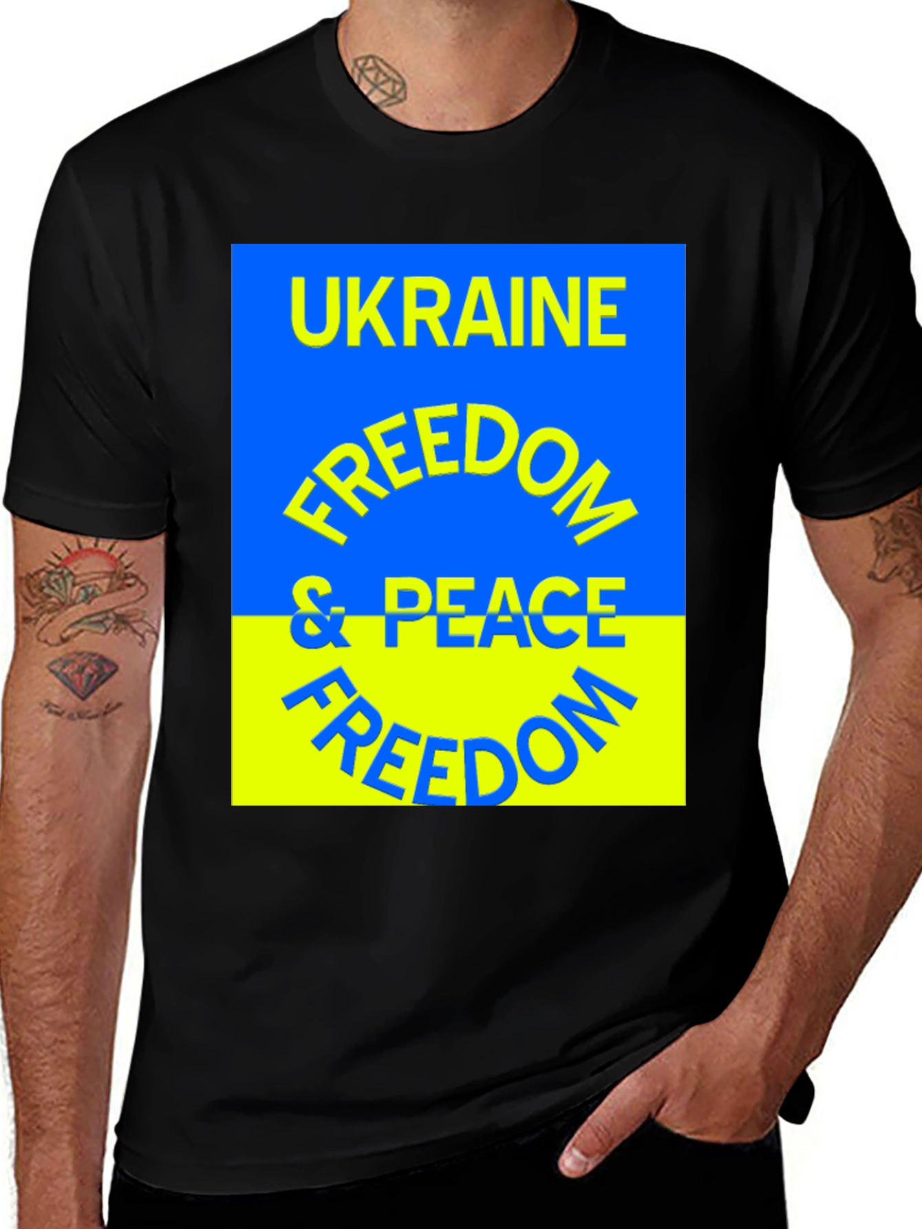 Ukraine Freedom & Peace T-Shirt - Black