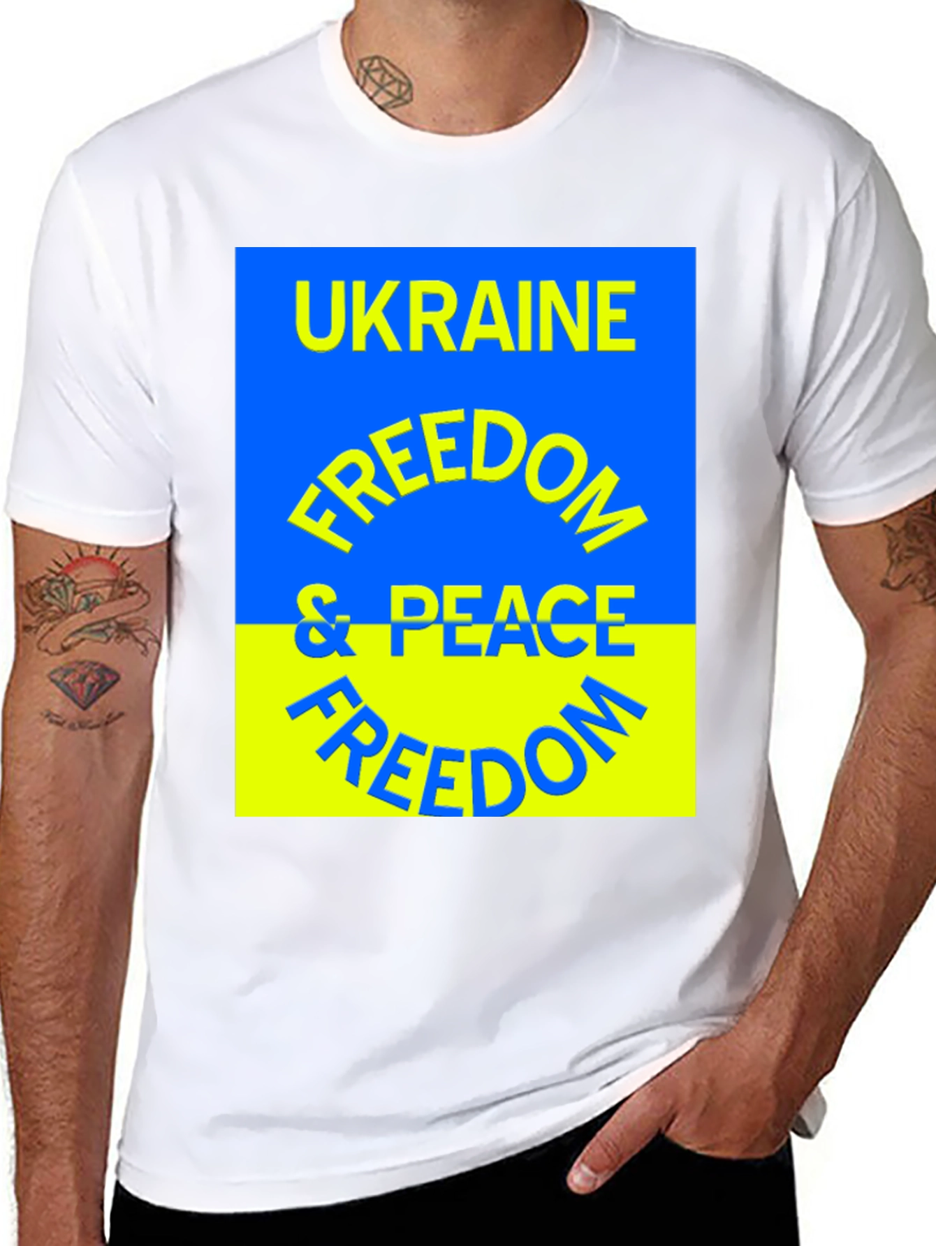 Ukraine Freedom & Peace T-Shirt - Black