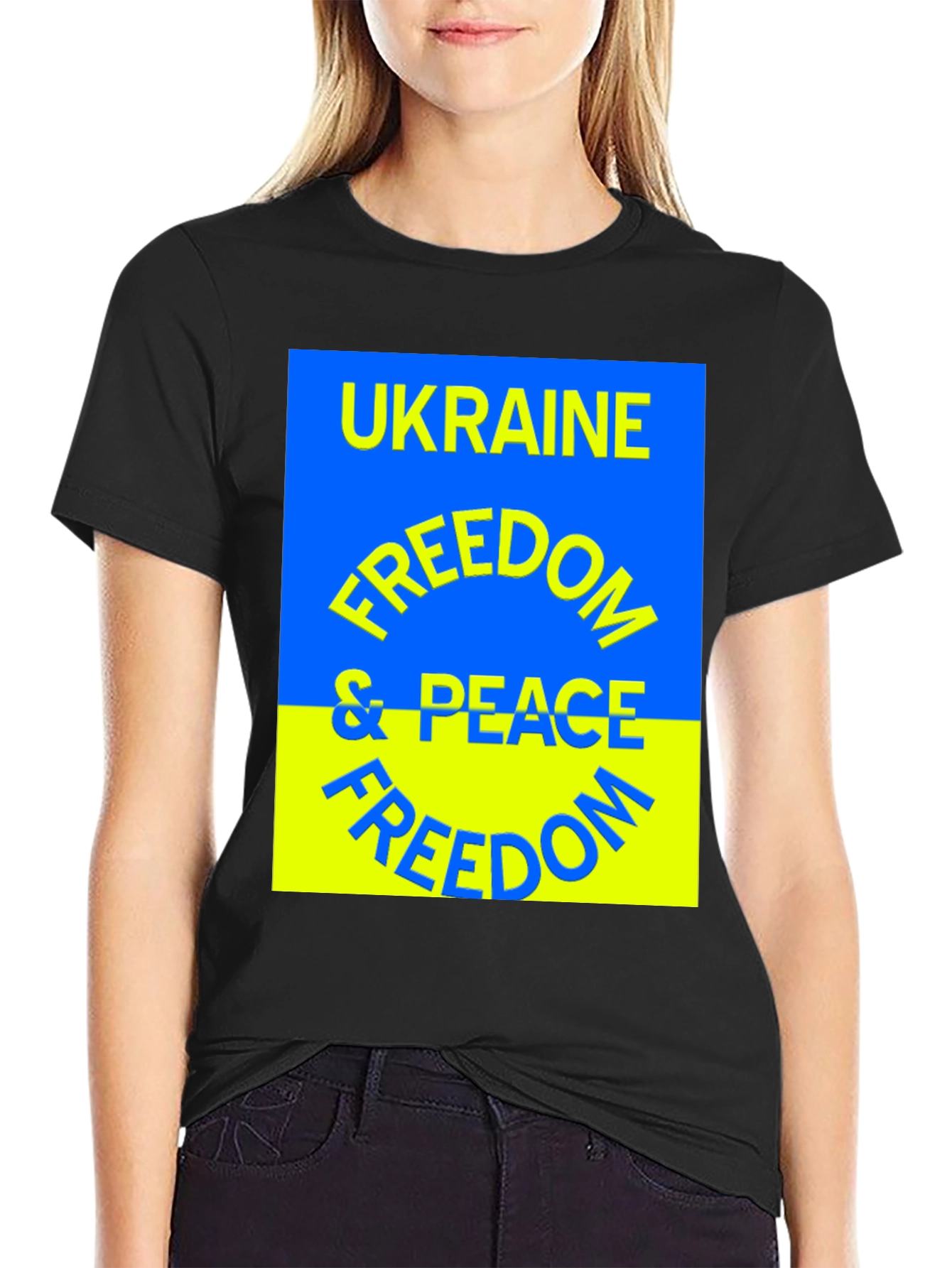 Ukraine Freedom & Peace T-Shirt - Black