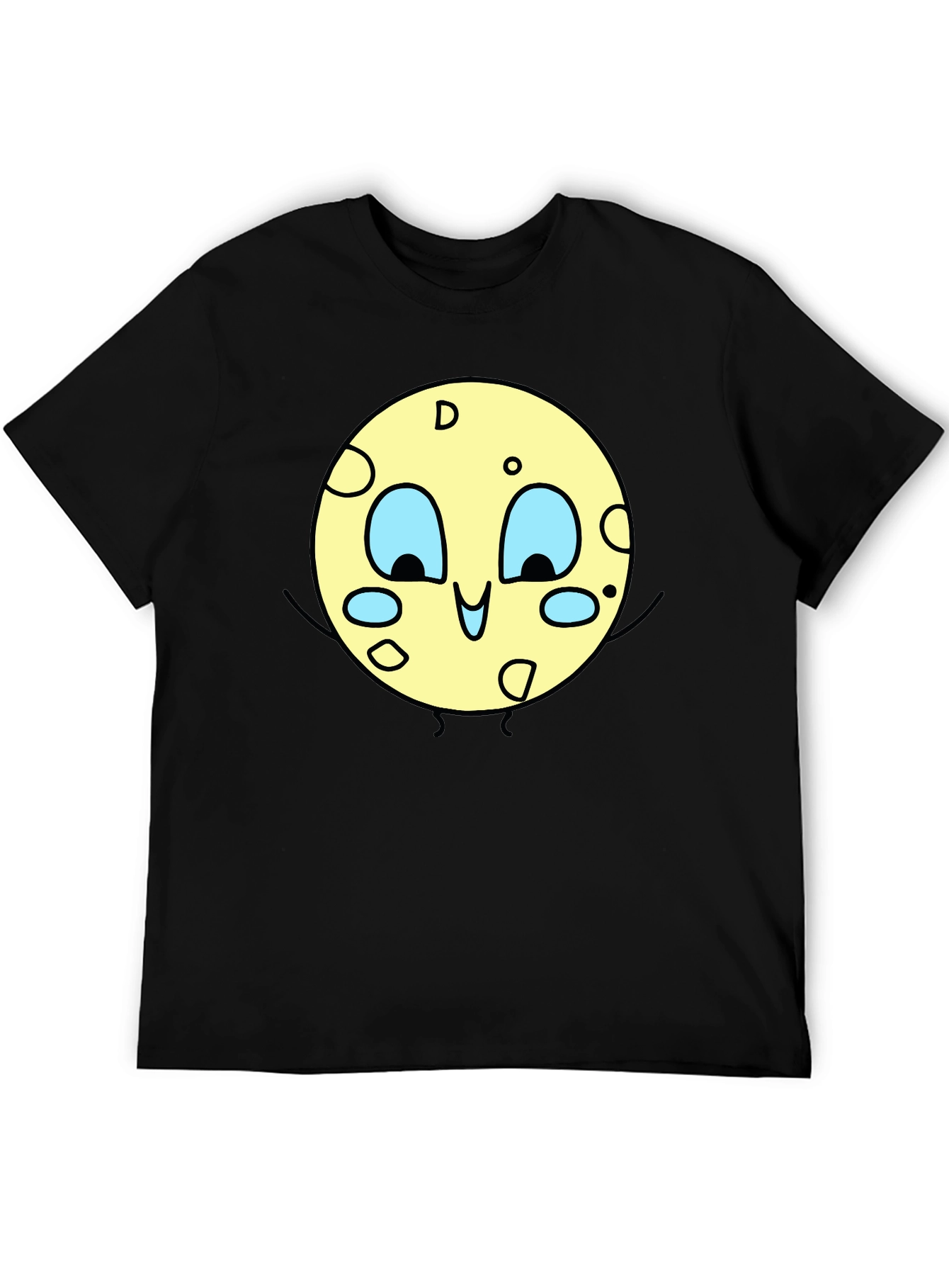 Cartoon Moon Graphic Black T-Shirt