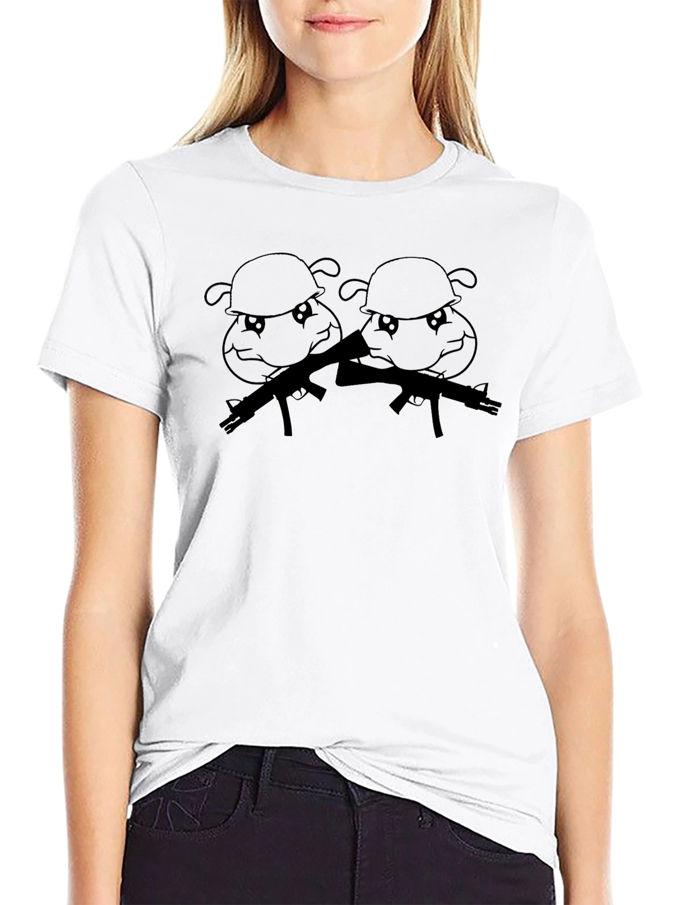 Cartoon Soldier Graphic T-Shirt