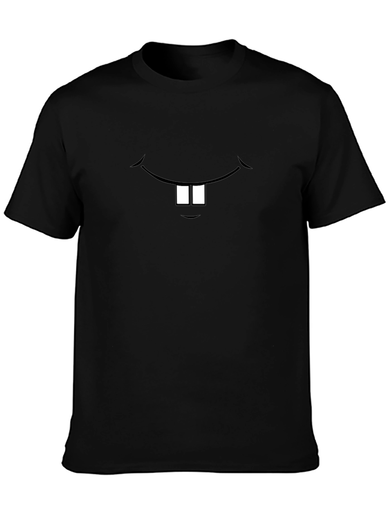 Funny Cartoon Teeth Graphic Black T-Shirt