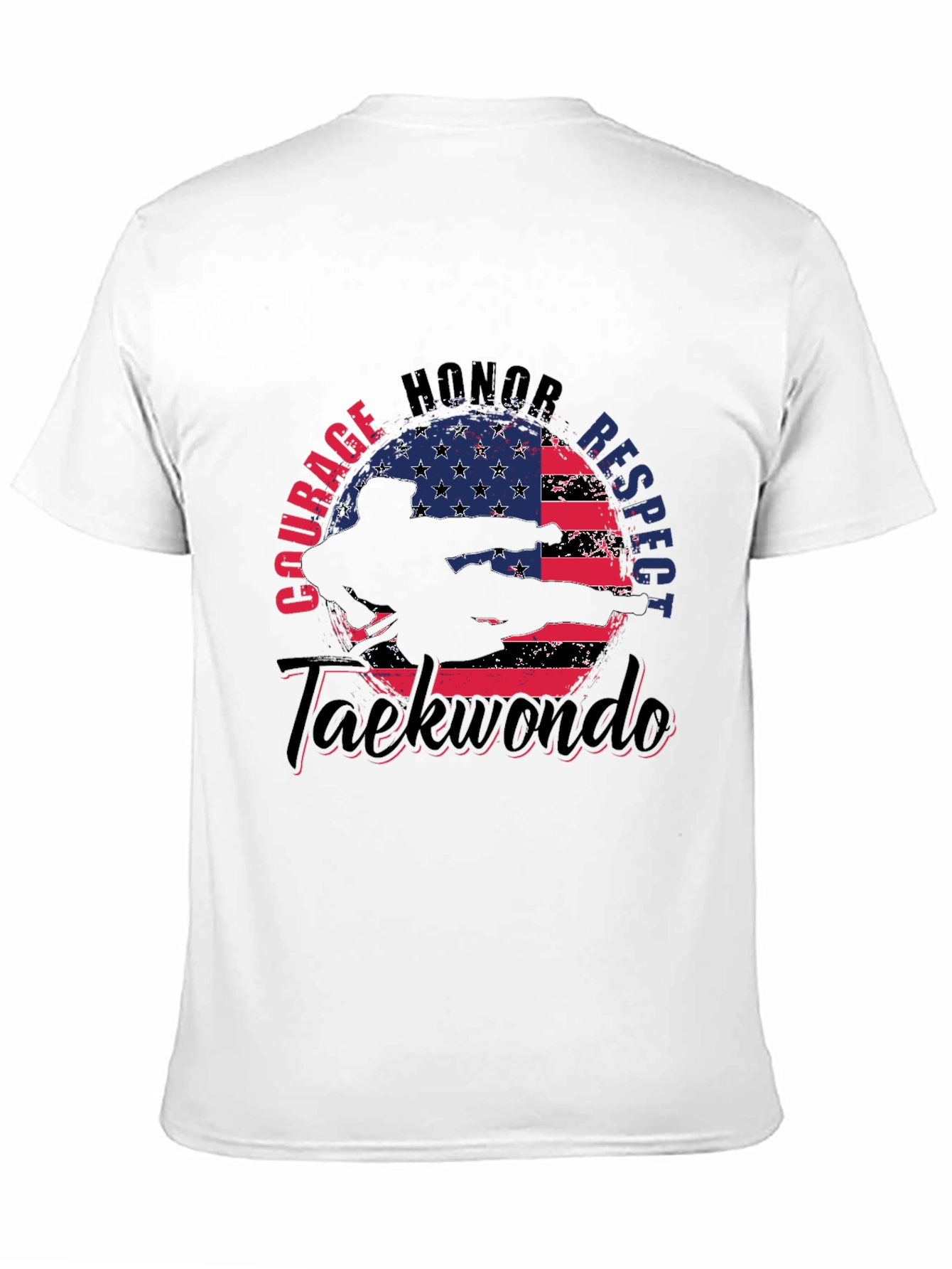 Taekwondo USA Flag T-Shirt - Courage Honor Respect