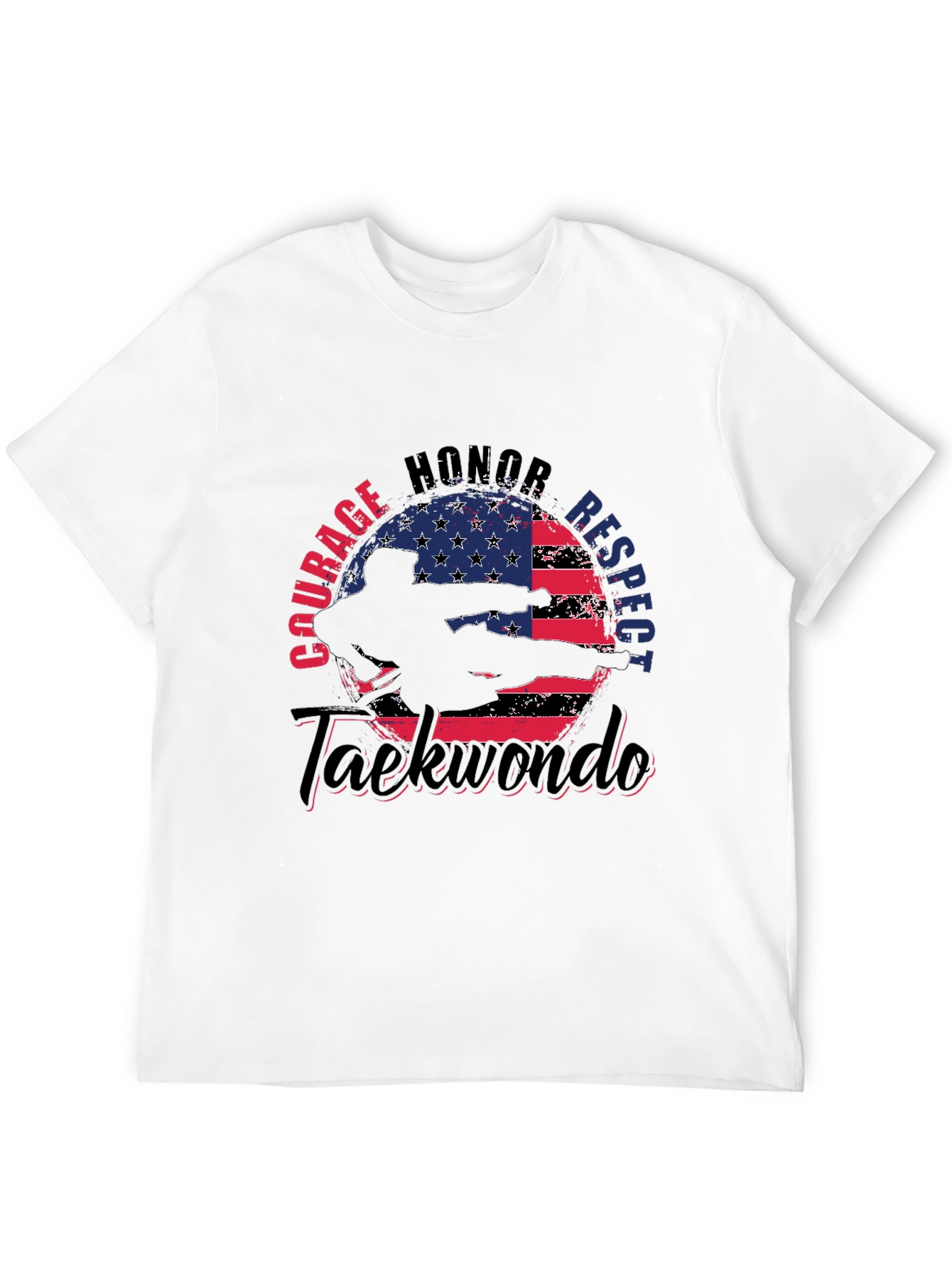 Taekwondo USA Flag T-Shirt - Courage Honor Respect