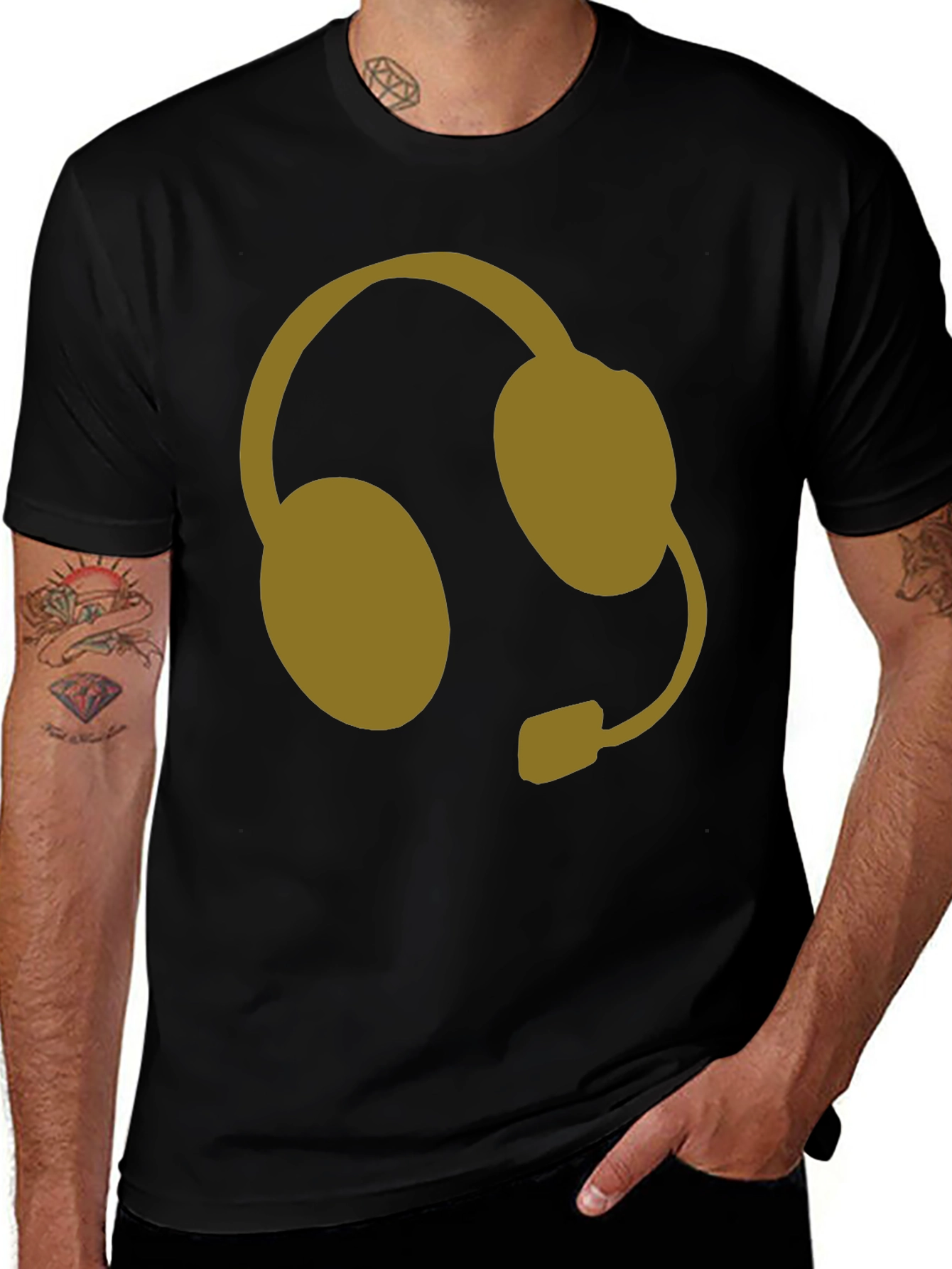 Gamer Headset Graphic T-Shirt - Black
