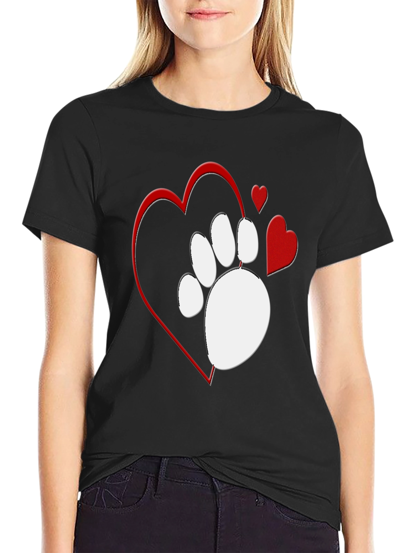 Paw Print Heart T-Shirt - Love Your Pet!